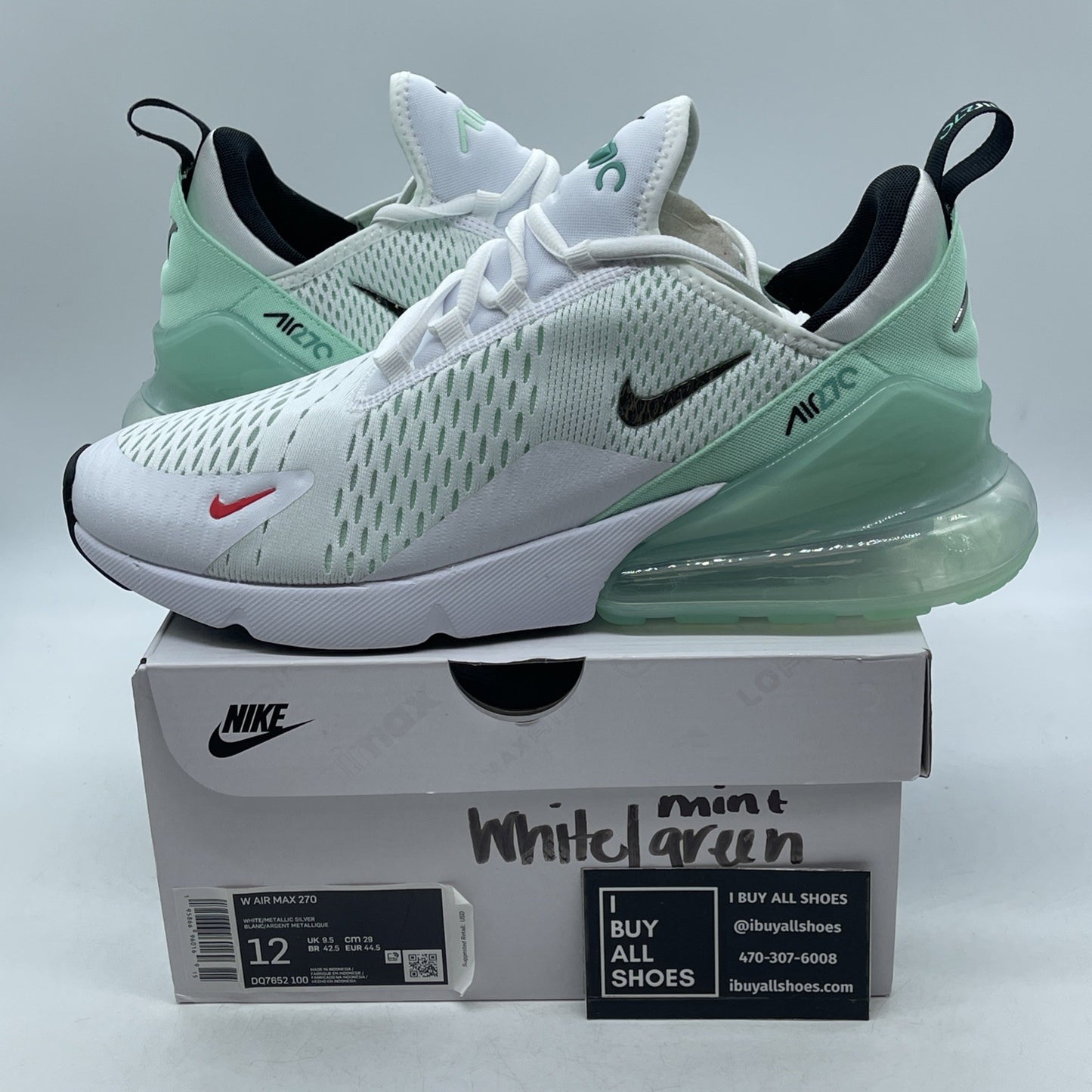 Size 12W - Nike Air Max 270 White Mint Foam (DQ7652-100)