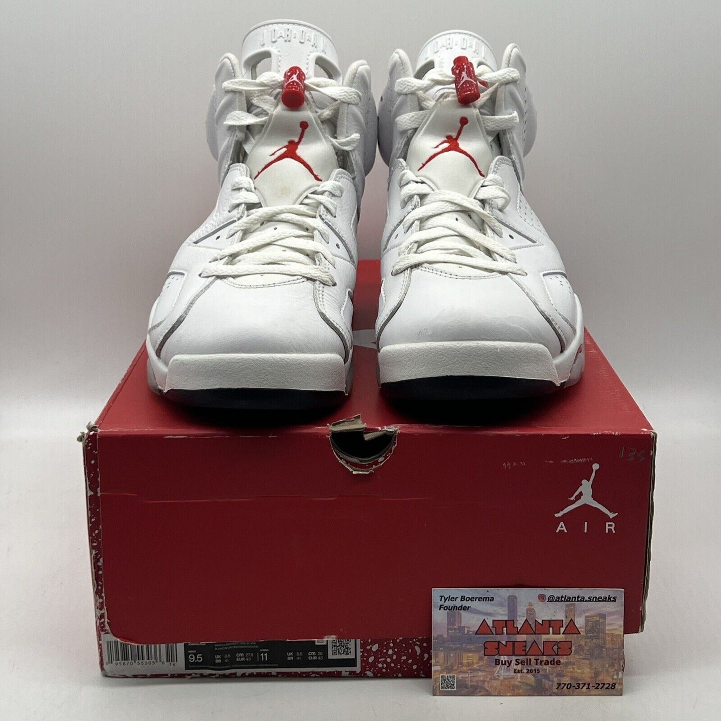 Size 9.5 - Jordan 6 White and University Red 2022 Leather (CT8529-162)