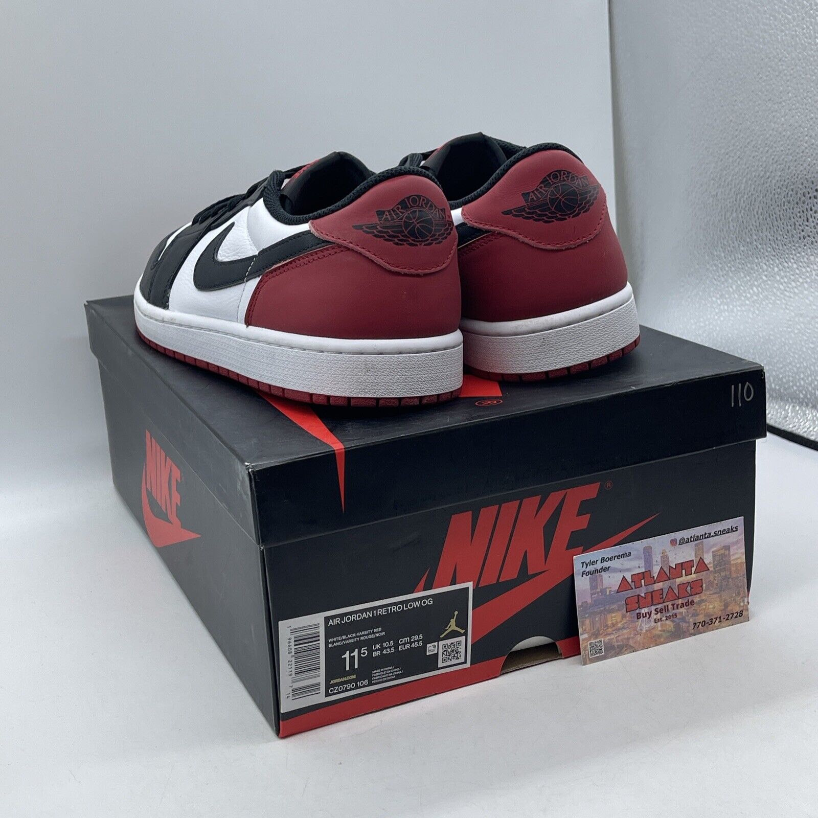 Size 11.5 - Air Jordan 1 Retro OG Low Black Toe White Leather (CZ0790-106)