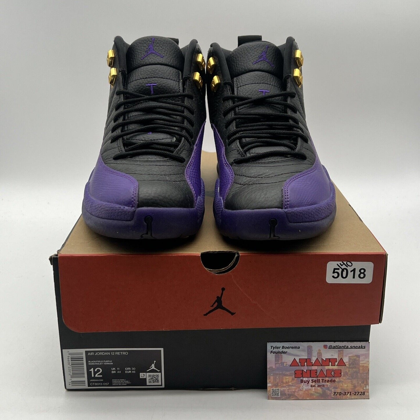 Size 12 - Jordan 12 Retro Mid Field Purple Black Gold Leather (CT8013-057)