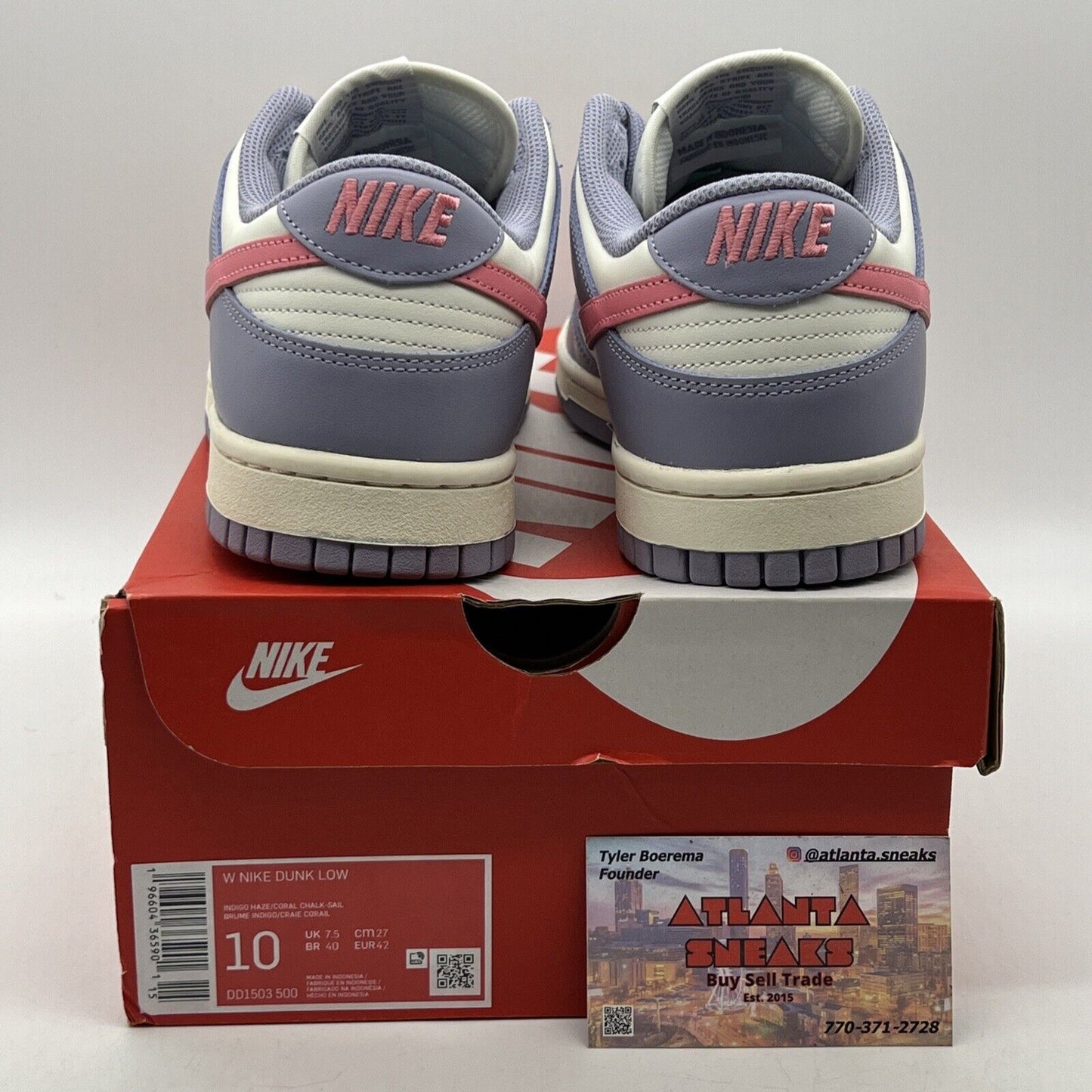 Size 10 - Nike Dunk Low Indigo Haze W Purple Pink White Leather (DD1503-500)