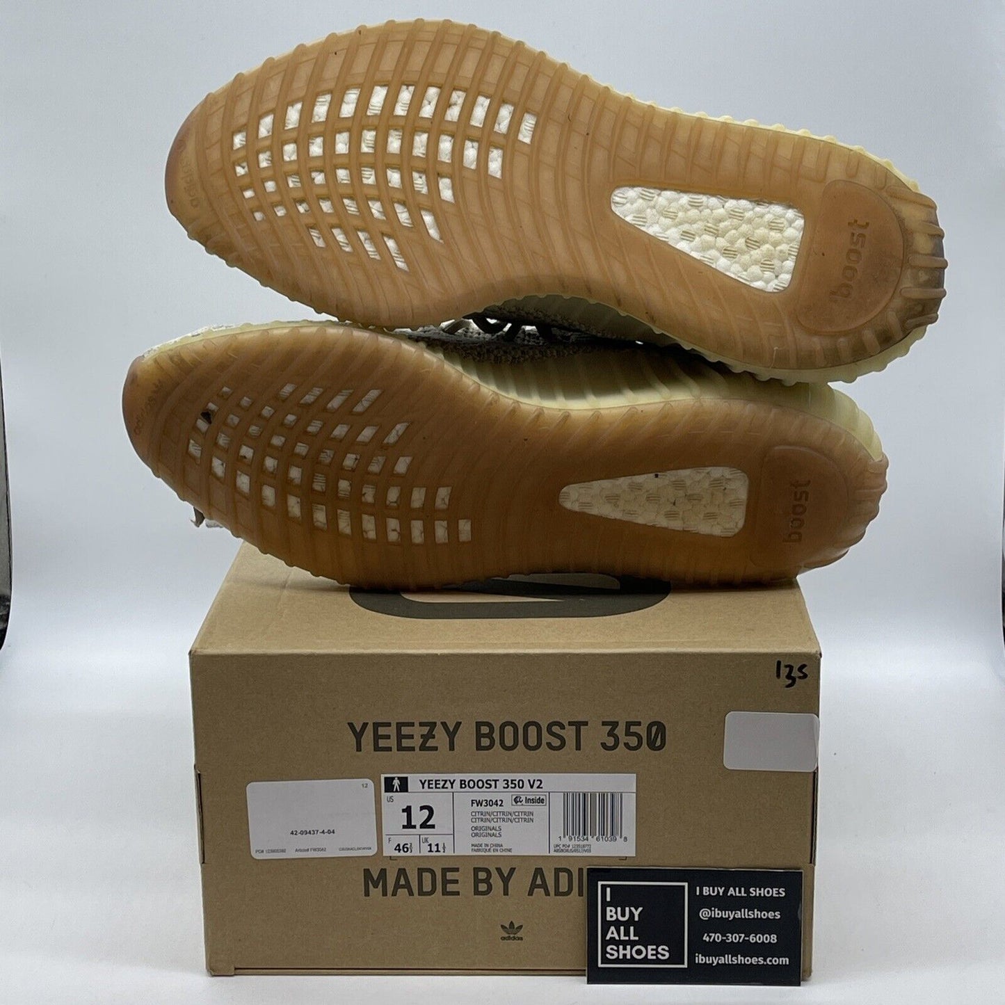 Size 12 - Yeezy Boost 350 V2 Citrin Non-Reflective Blue White Suede (FW3042)