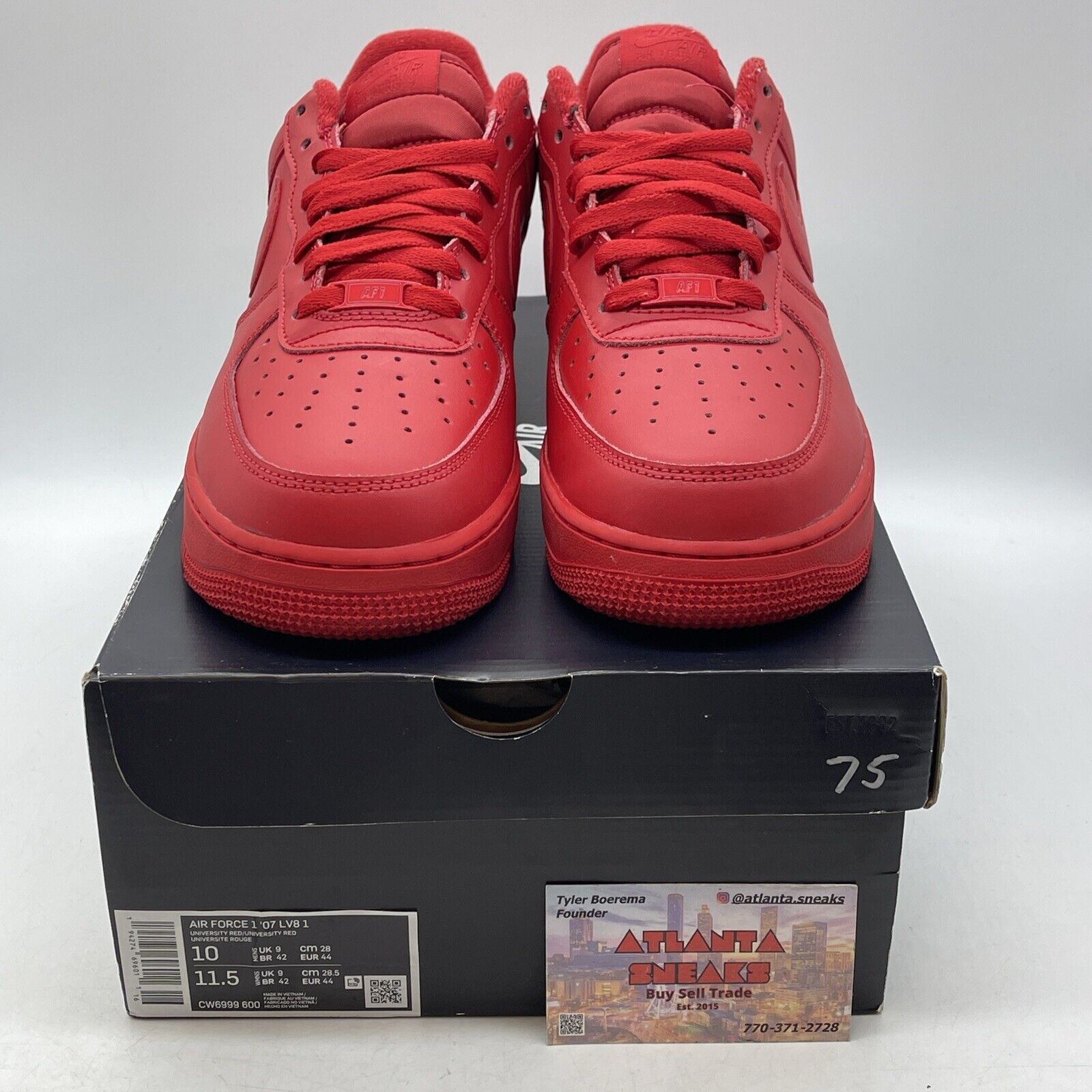 Size 10 - Nike Air Force 1 Low Triple Red Leather (CW6999-600)