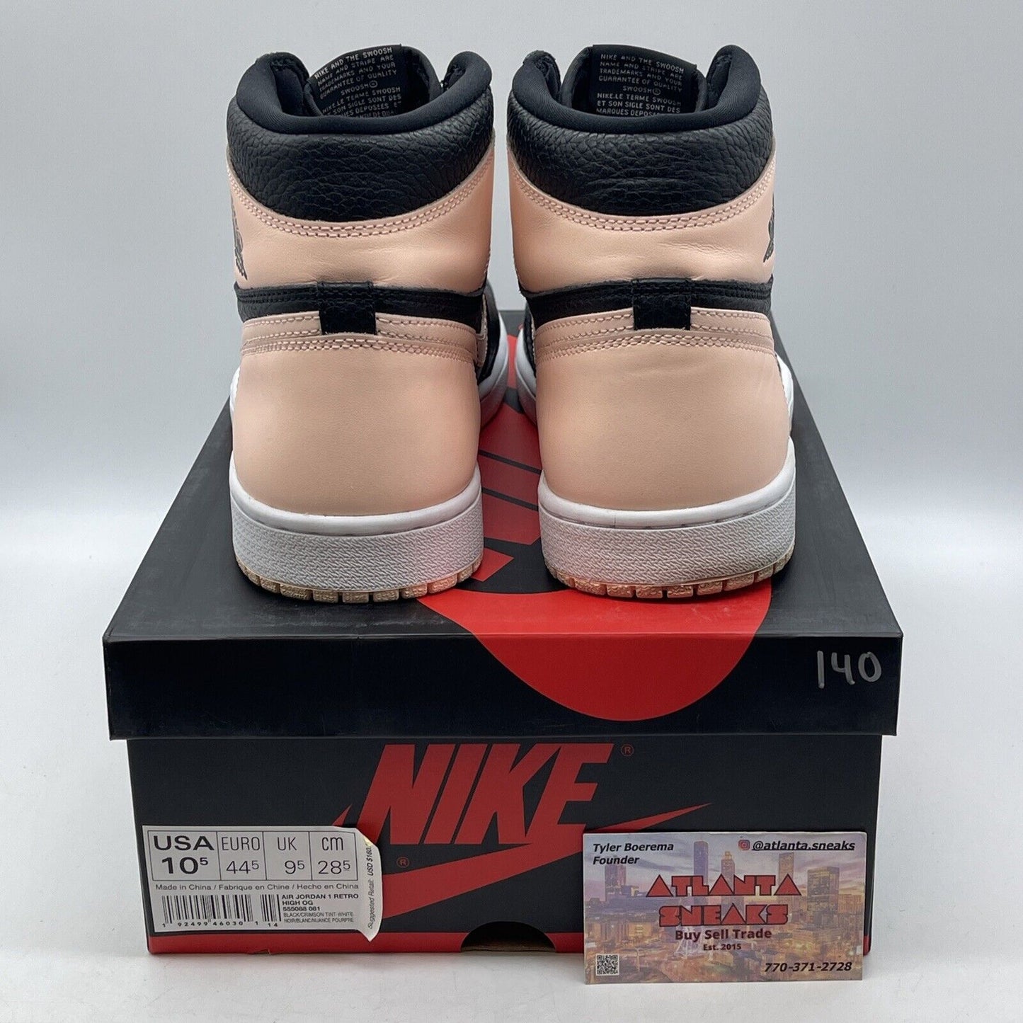 Size 10.5 - Air Jordan 1 Retro OG High Crimson Tint Pink Black (555088-081)