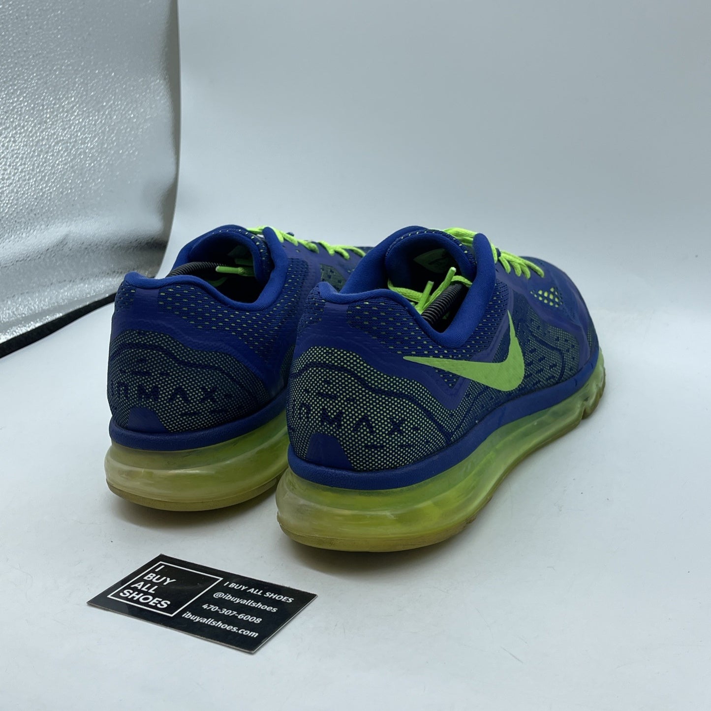 Size 13 - Nike Air Max 2014 Deep Royal Electric Green Blue Leather (621077-402)