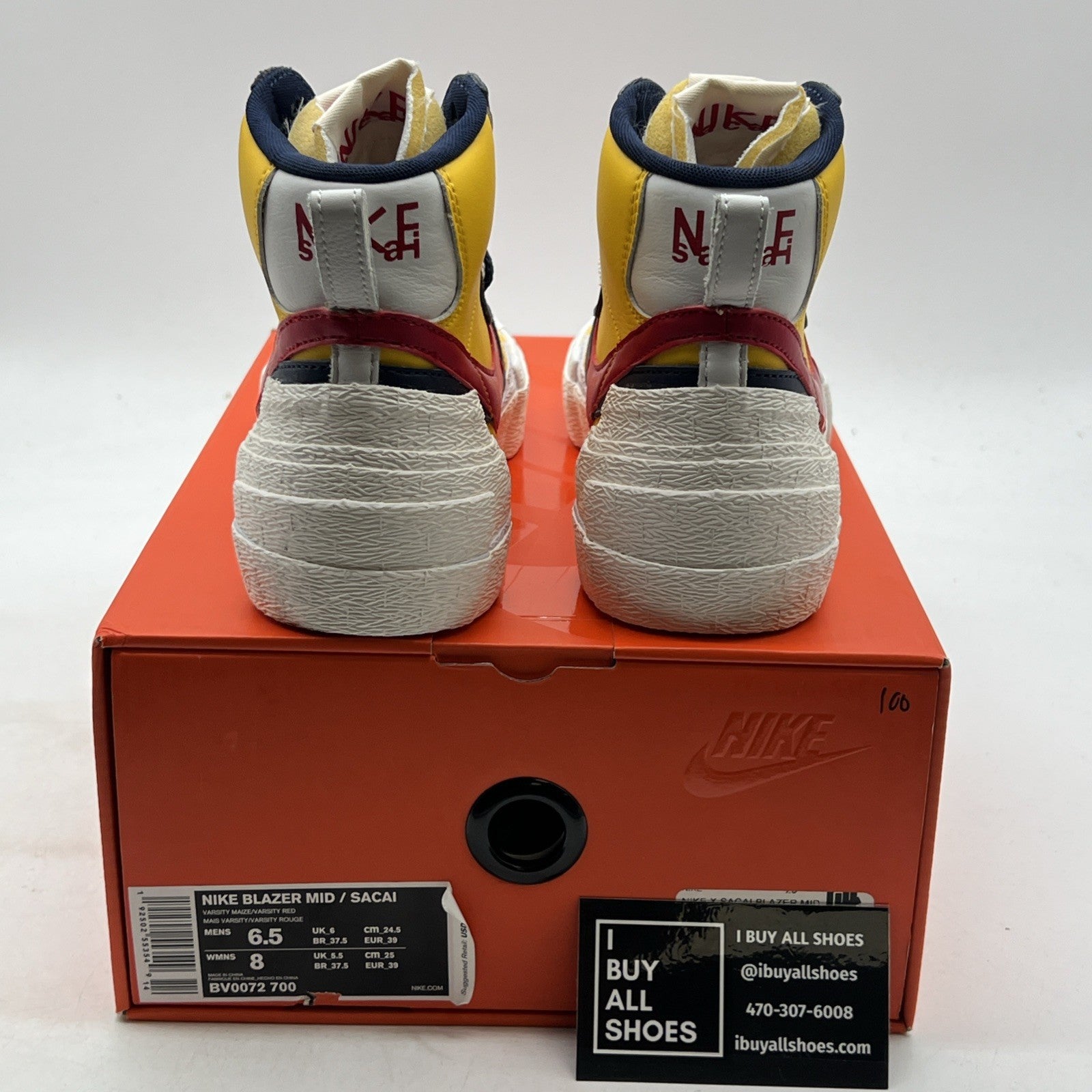 Size 6.5 - Nike sacai x Blazer Mid Maize Navy (BV0072-700)
