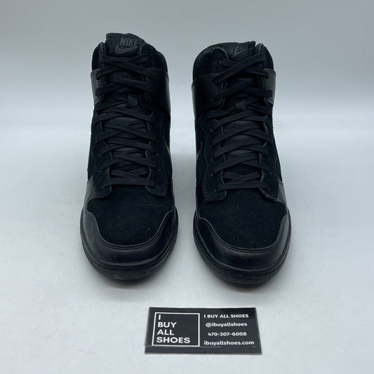Size 9W- Nike Dunk Sky High Black Out Suede Leather (528899-004)