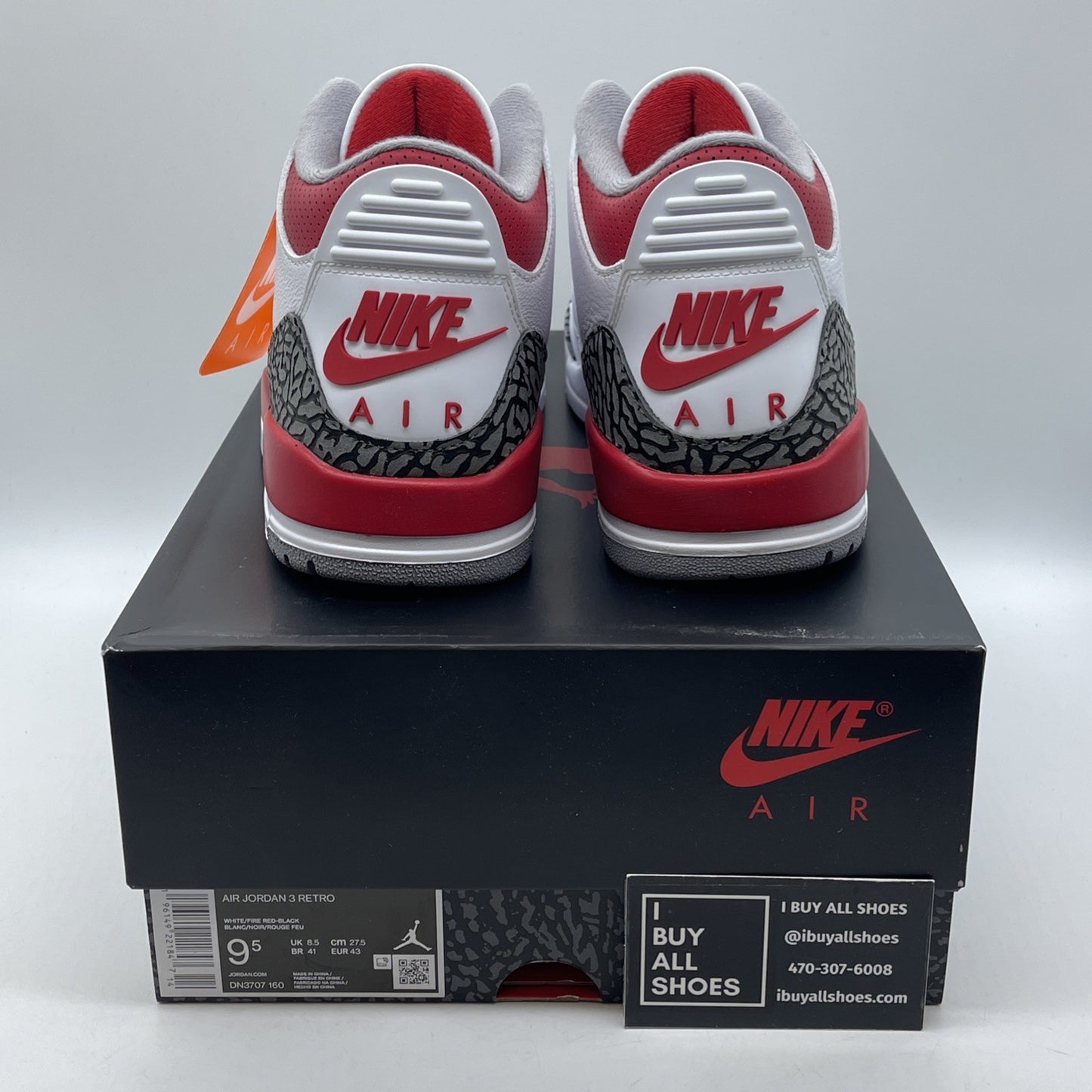 Size 9.5 - Jordan 3 Retro Mid Fire Red White Suede Leather (DN3707-160)