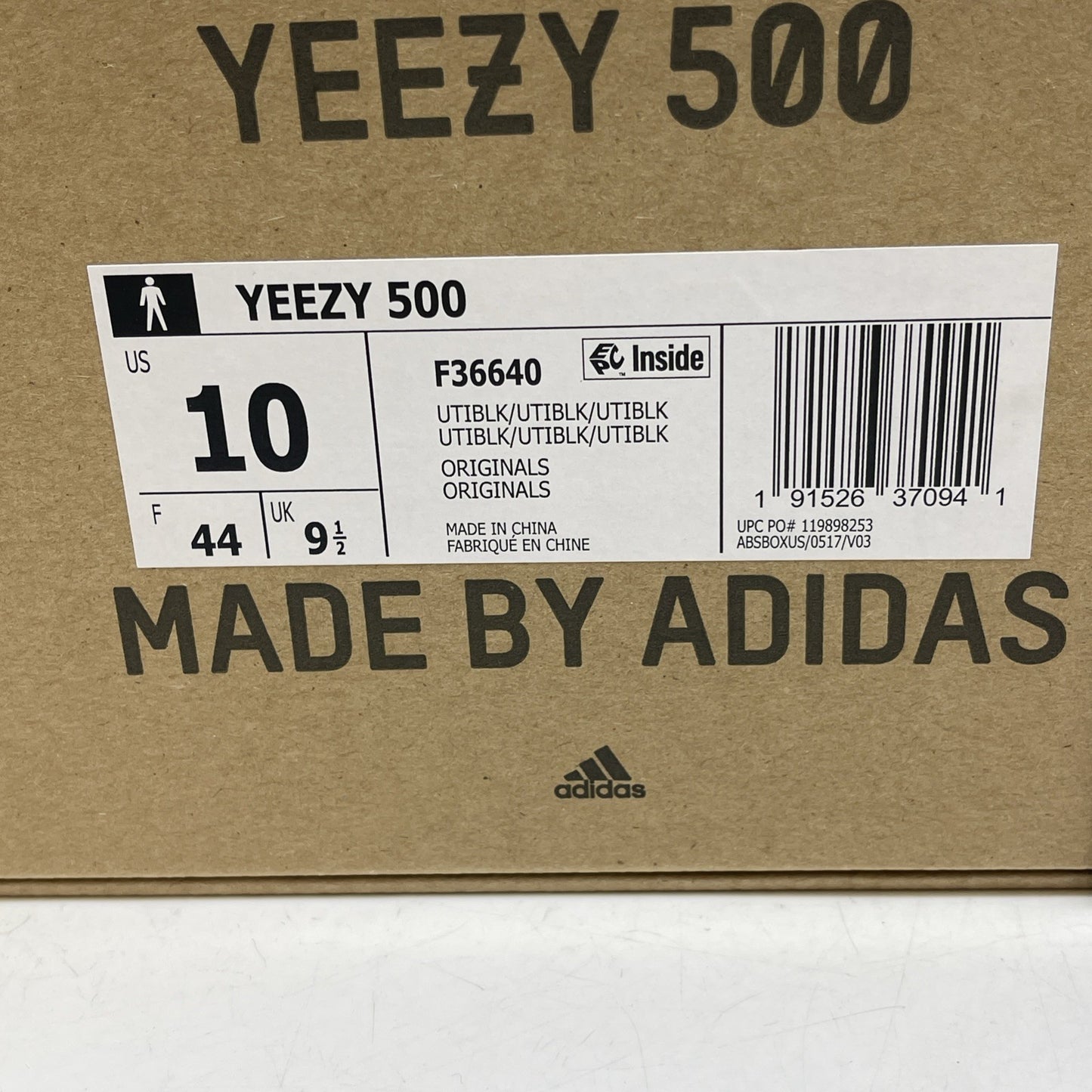 Size 10 - adidas Yeezy 500 Low Utility Black suede (F36640)