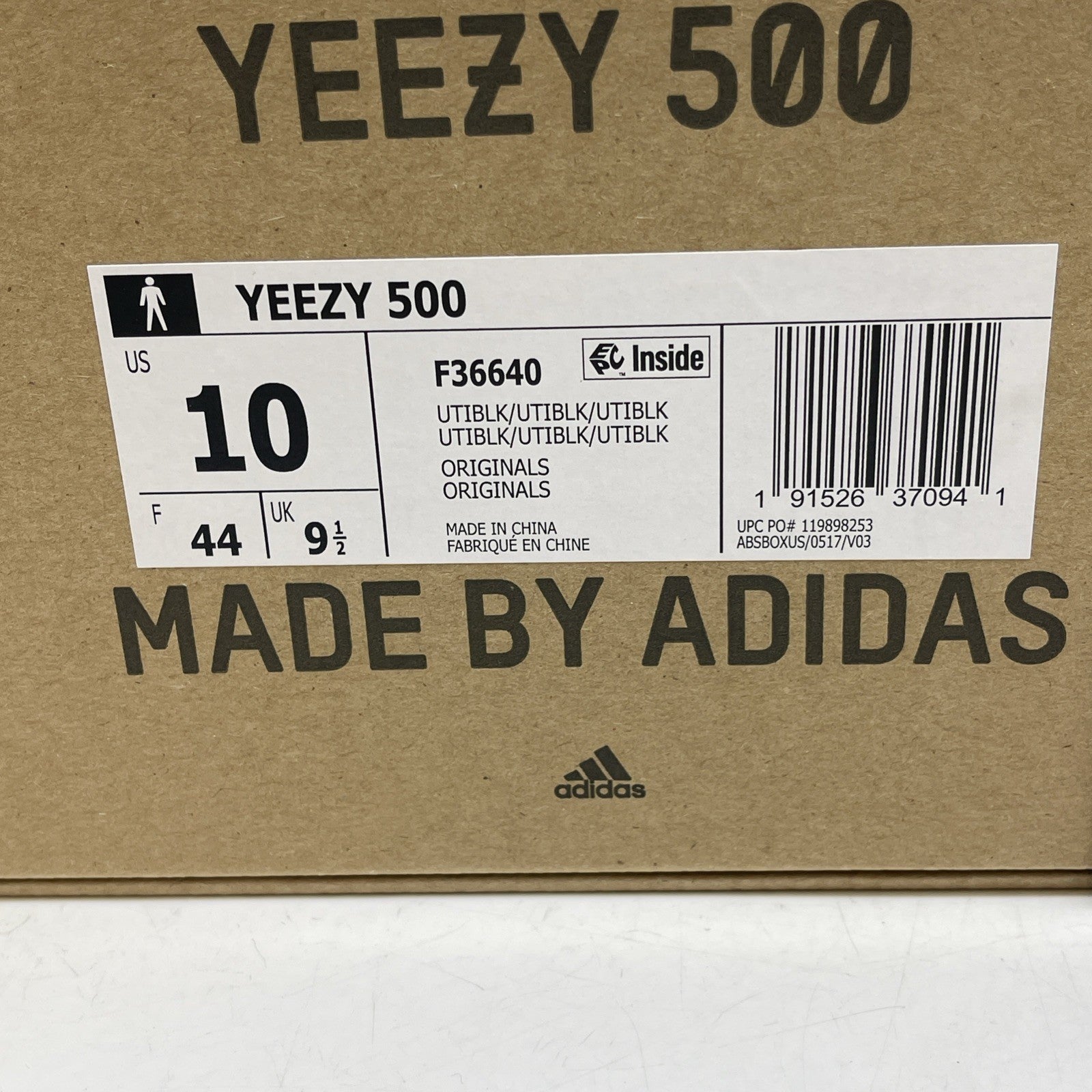 Size 10 - adidas Yeezy 500 Low Utility Black suede (F36640)