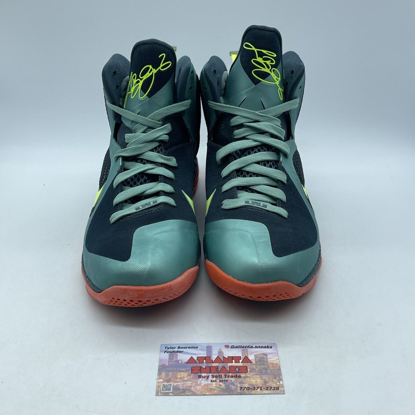 Size 10 - Nike LeBron 9 Cannon Black Blue Orange Suede Leather (469764-004)