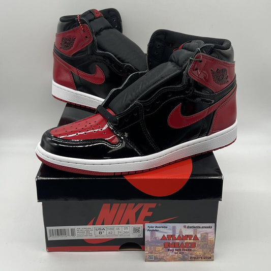 Size 8.5 - Jordan 1 Retro OG High Patent Bred Brand New Og All Red Black White