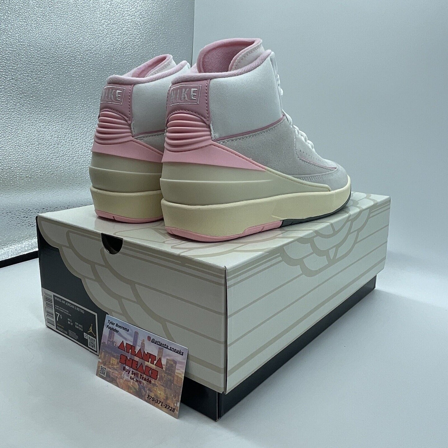 Size 7.5W - Air Jordan 2 Retro Soft Pink White Grey Red Suede (FB2372-100)