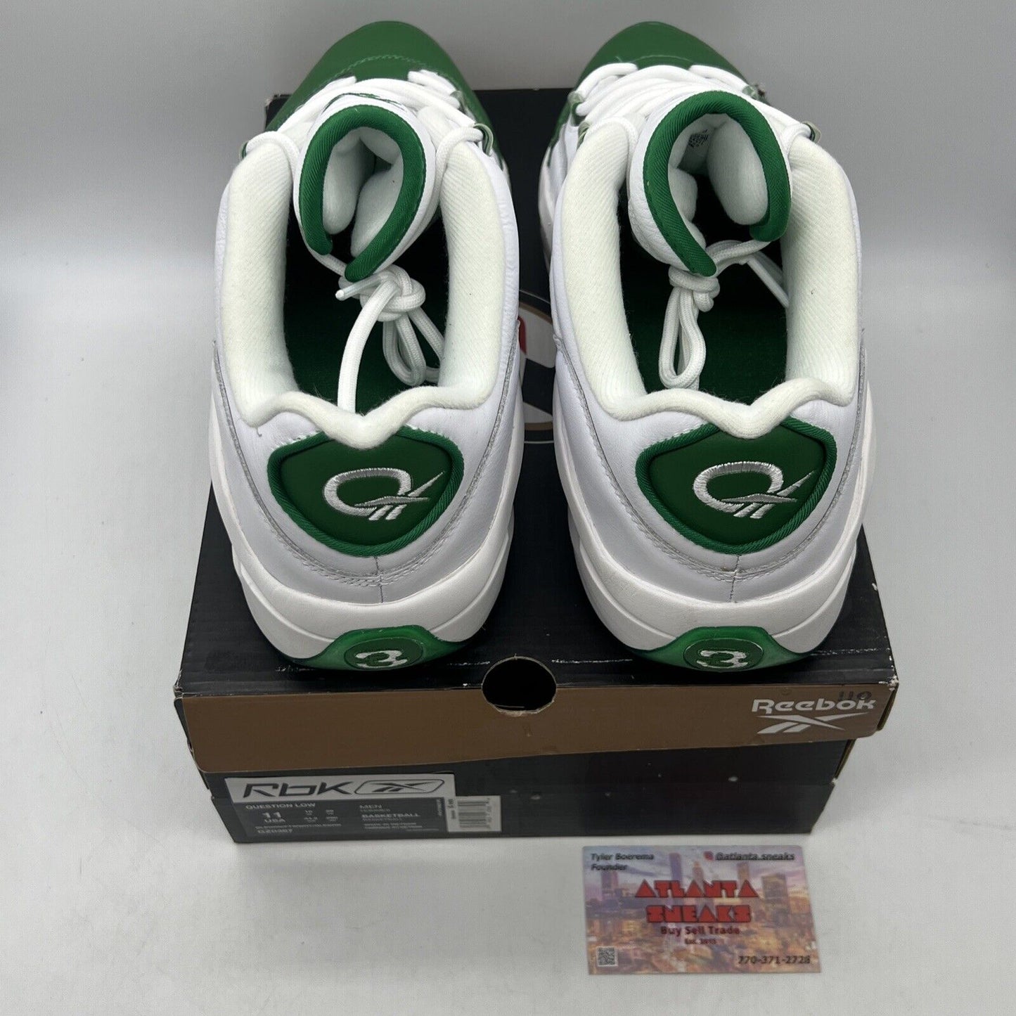 Size 11 - Reebok Question Low Green Toe White Leather (GZ0367)