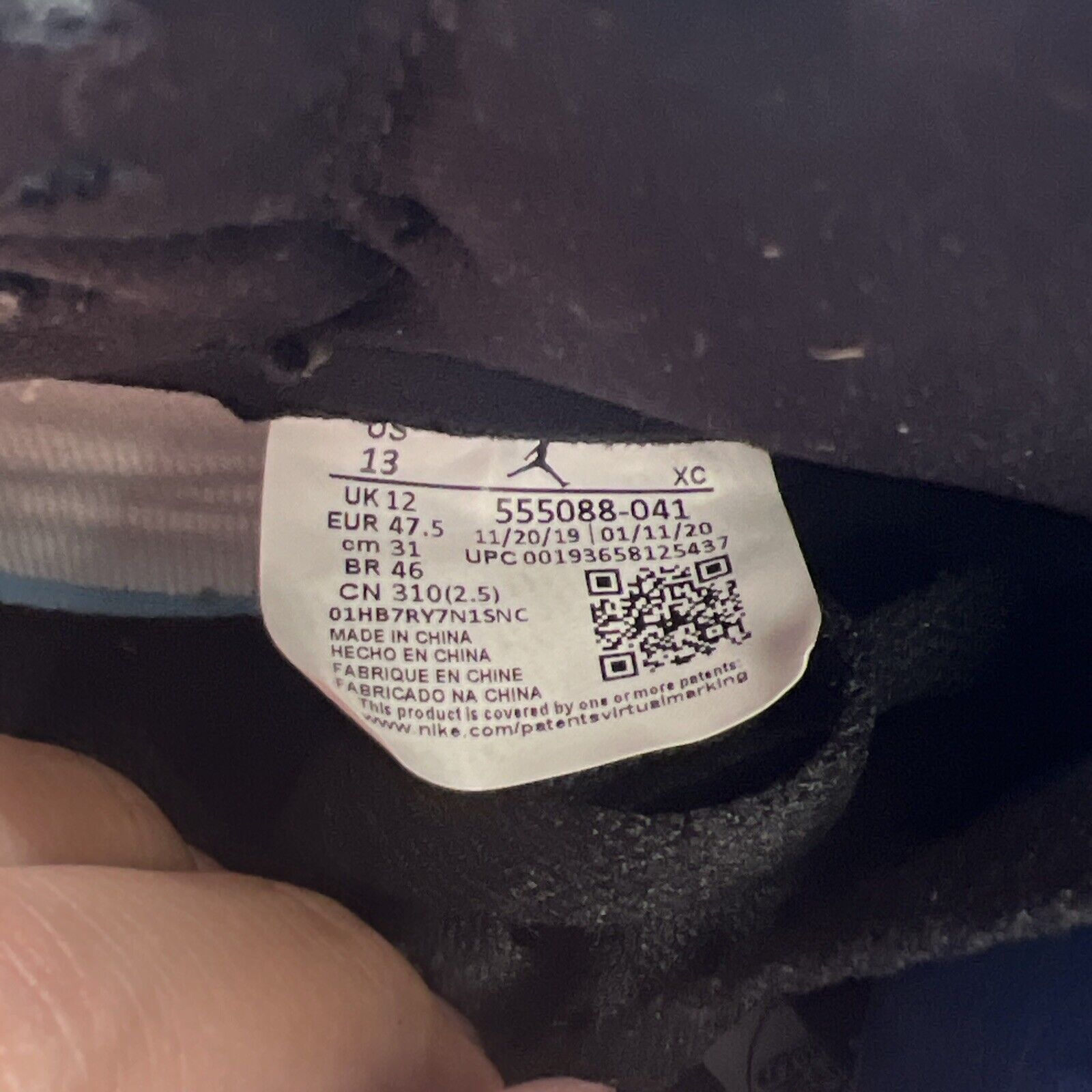 Size 13 - Jordan 1 Retro OG High Royal Toe White Black Leather  (555088-041)