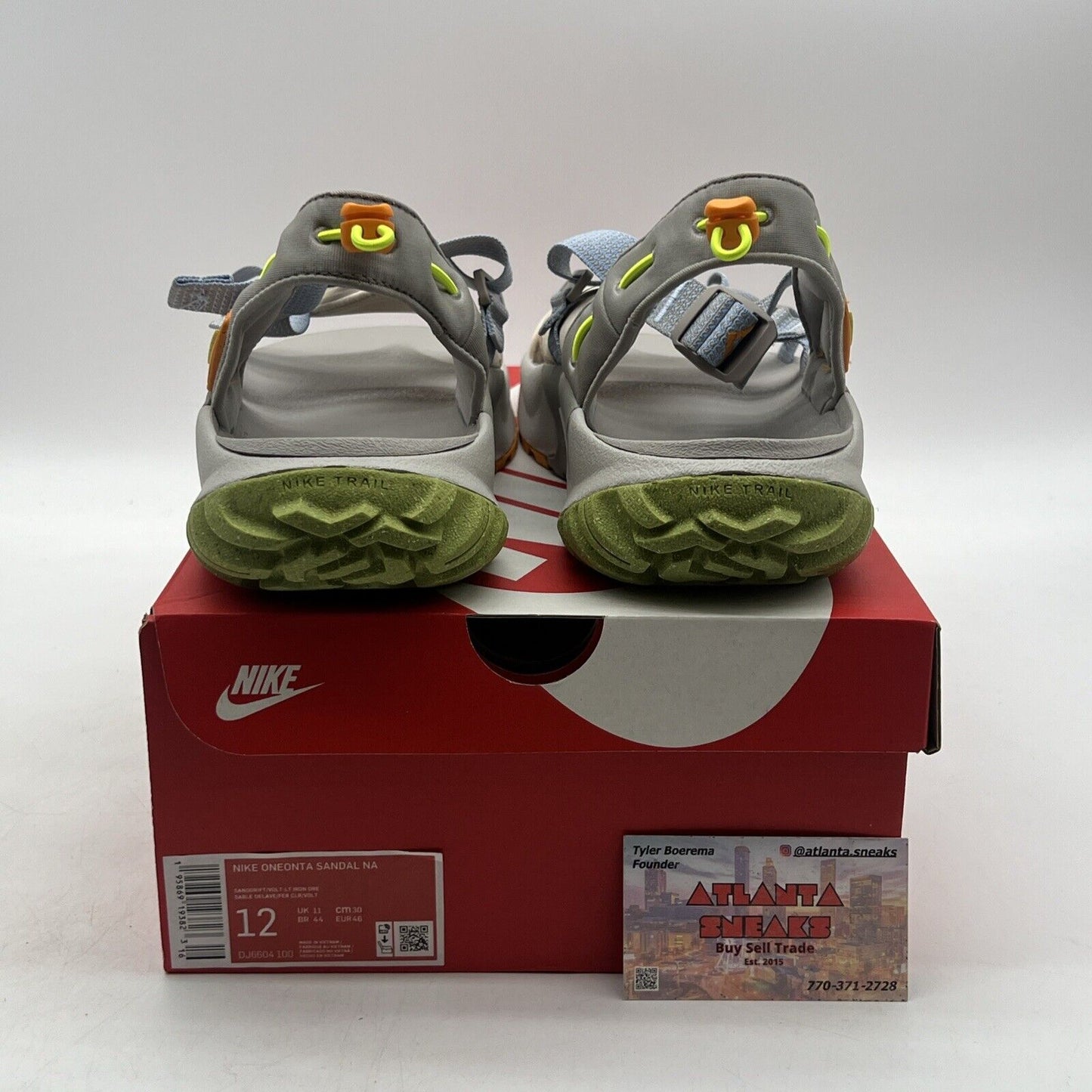 Size 12 -Nike Oneonta Men’s Trail Sandals DJ6604-100 Grey Blue Orange Green Shoe