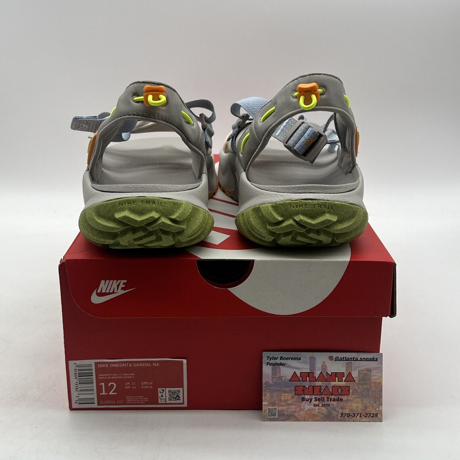 Size 12 -Nike Oneonta Men’s Trail Sandals DJ6604-100 Grey Blue Orange Green Shoe