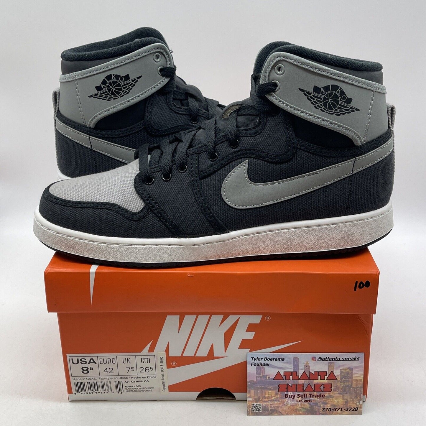Size 8.5 - Jordan AJKO Retro High Shadow Grey Black Suede Leather (638471-003)