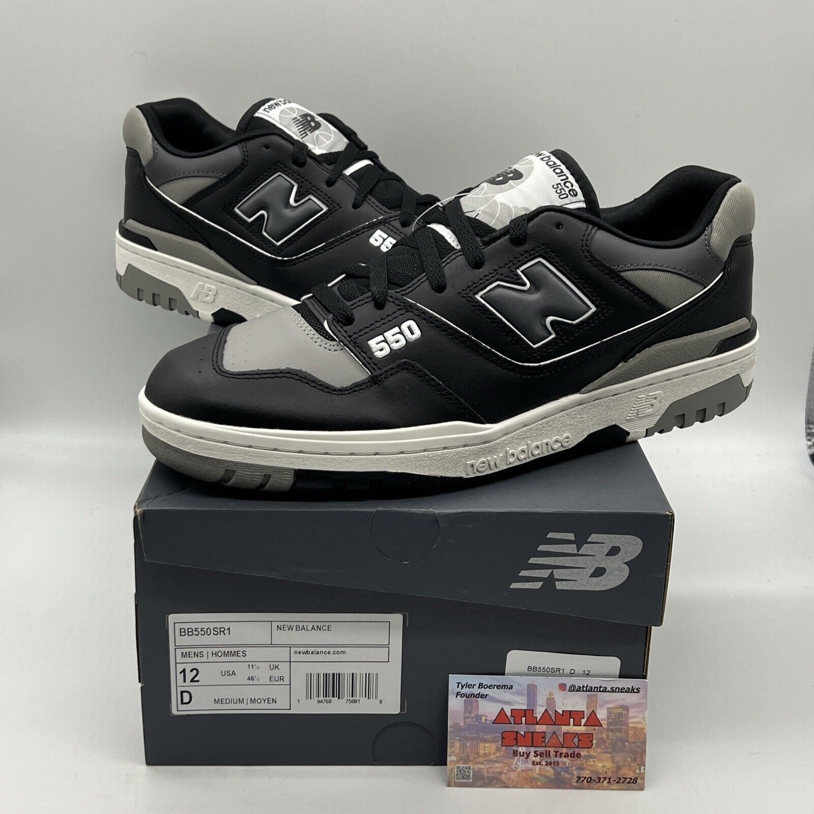 NEW BALANCE MENS BRAND NEW BB550SR1 SNEAKERS SIZE 12 BLACK/GREY