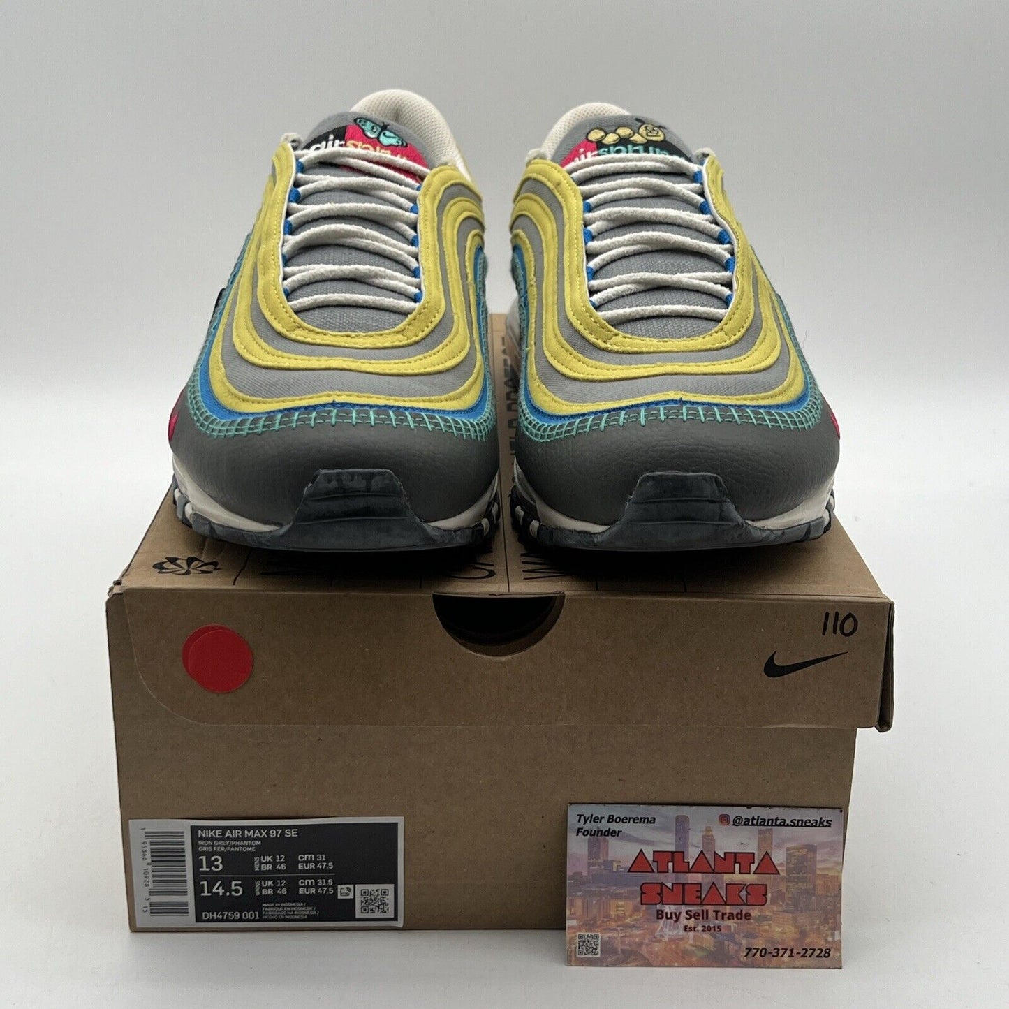 Size 13 - Nike Air Max 97 Air Sprung Yellow Grey White Pink Leather (DH4759-001)