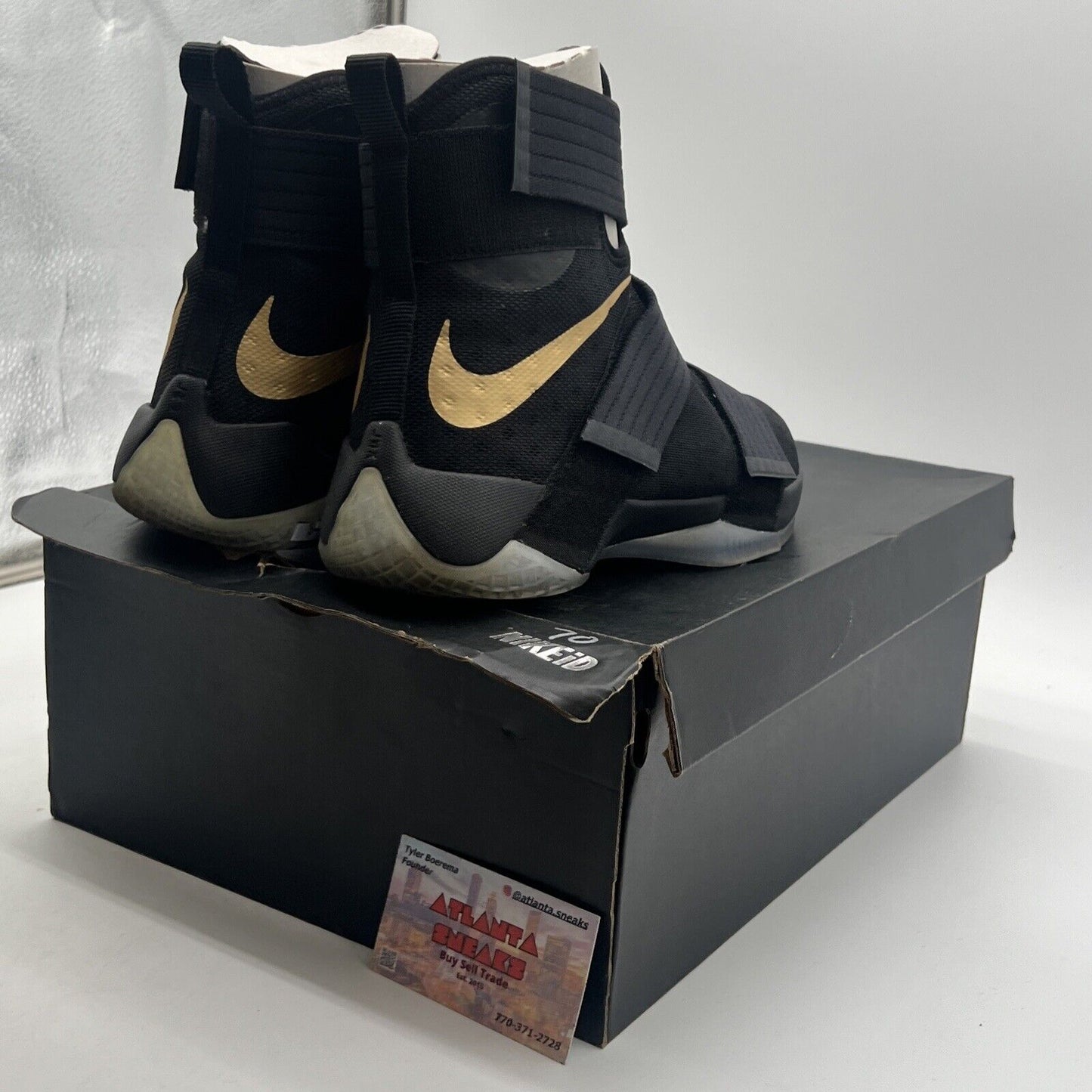 Size 9.5 - Nike Id LeBron Zoom Soldier 10 Black 2016