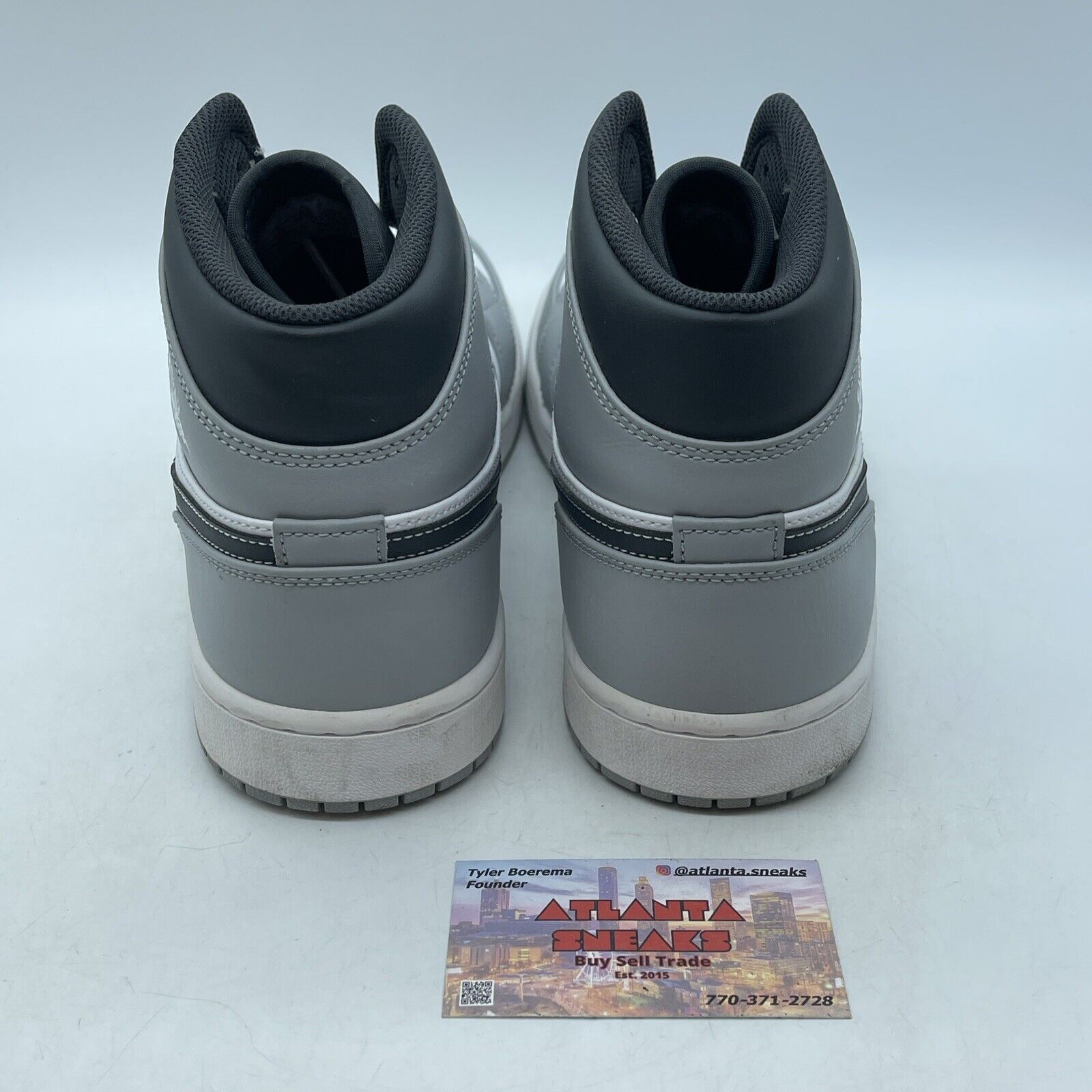 Size 12 - Jordan 1 Mid Light Smoke Grey Black White Leather (554724-078)