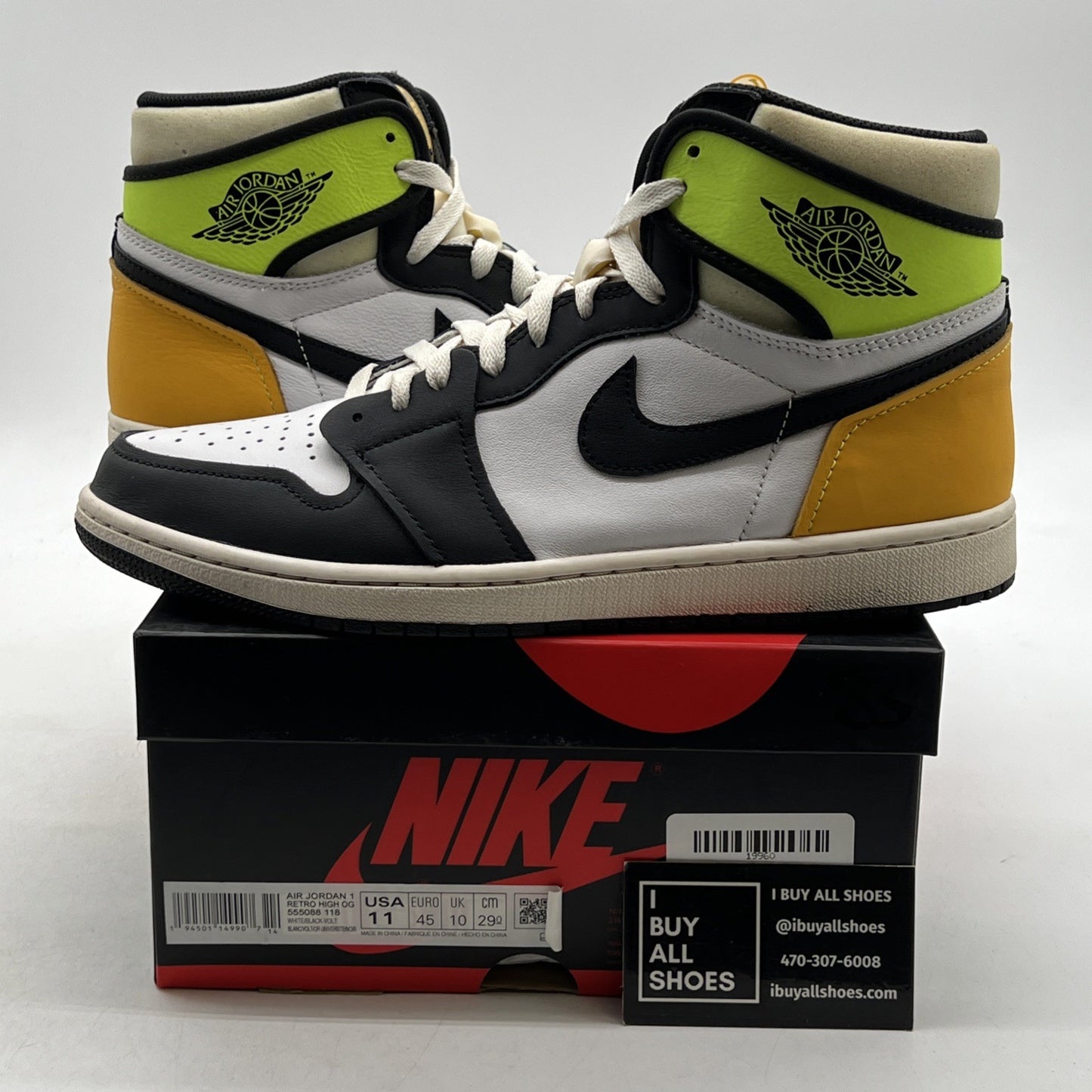 Size 11 - Air Jordan 1 Retro High OG Volt (555088-118)