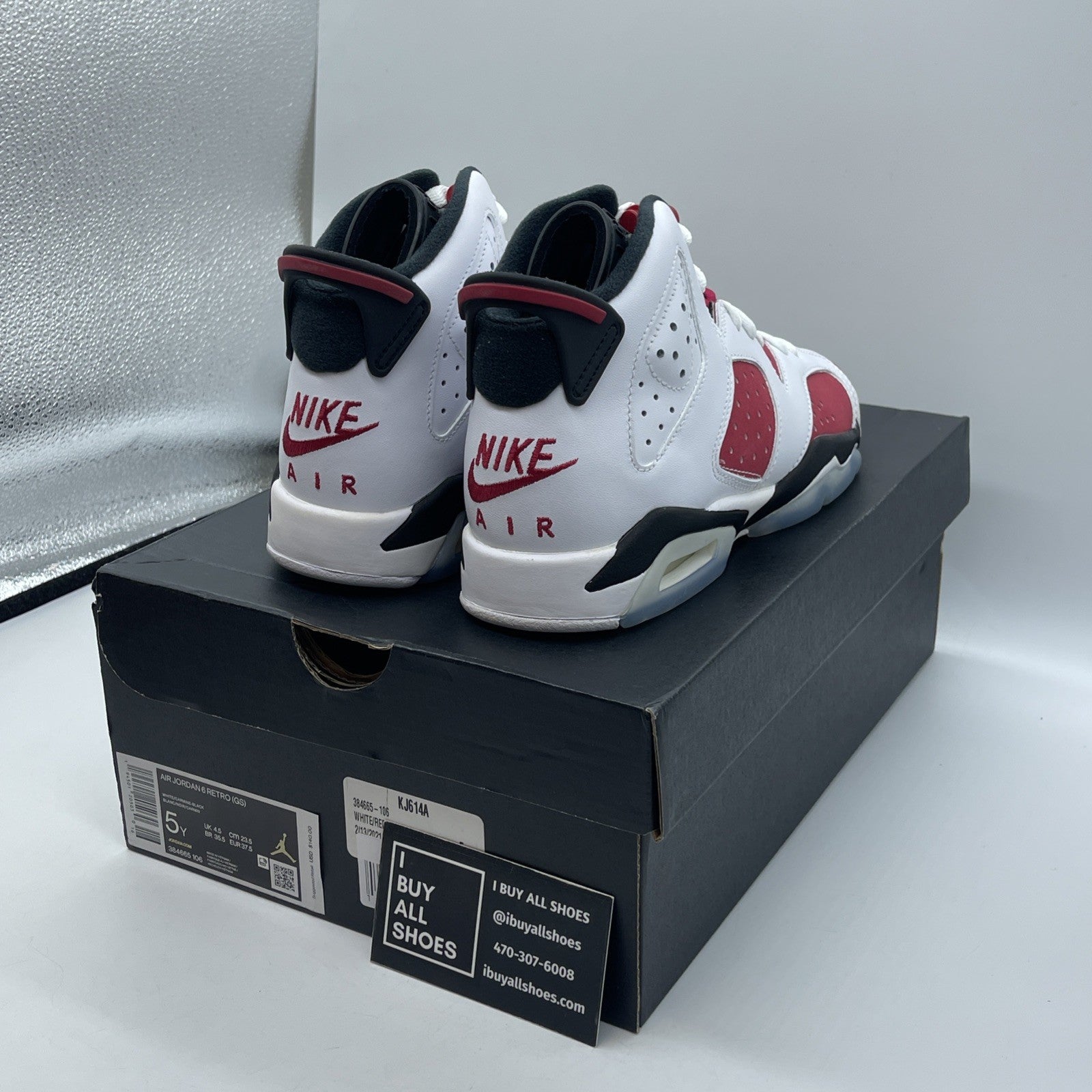 Size 5Y (GS) - Jordan 6 Retro 2021 Mid Carmine Red White Suede (384665-106)