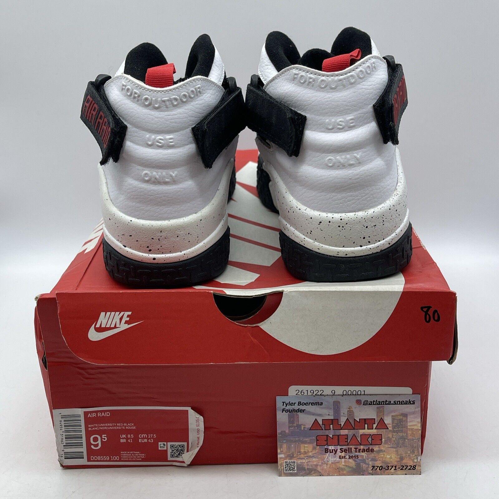 Size 9.5 - Nike Air Raid White Black Red Suede Leather (DD8559-100)