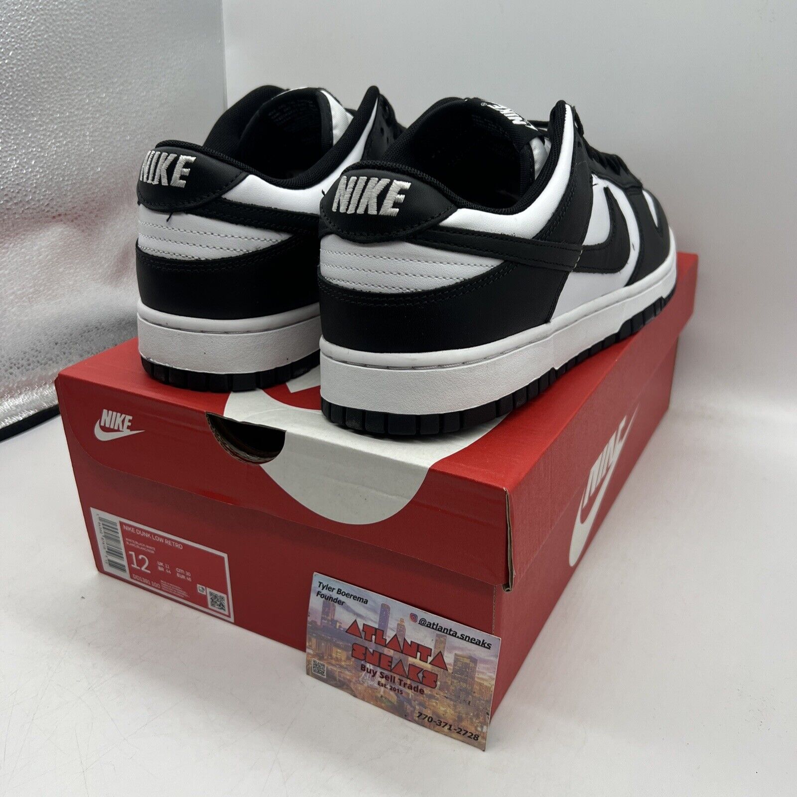 Size 12 - Nike Dunk Low Black White Brand New Og All