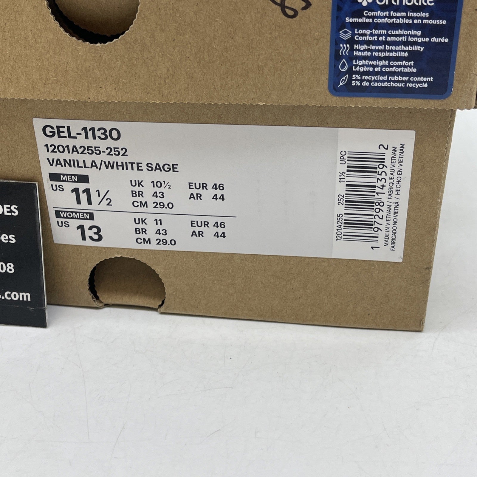 Size 11.5 - Asics Gel 1130 Vanilla White Sage (1201A255-252)