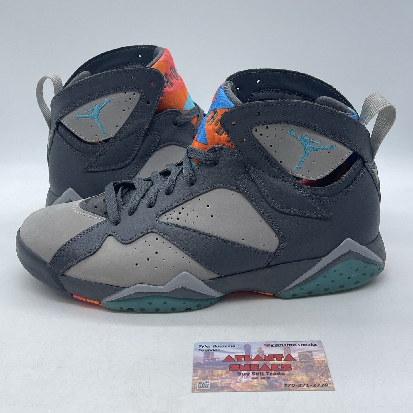 Size 10.5 - Air Jordan 7 Retro Barcelona Days Grey Blue Orange (304775-016)