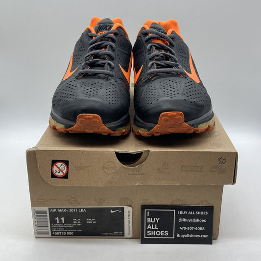 Size 11 - Nike Air Max+ 2011 Lea Black Orange Leather (456325-080)