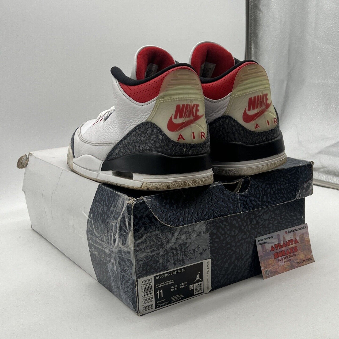 Size 11 - Jordan 3 Retro Denim SE Fire Red 2020 White Red Navy (CZ6431-100)