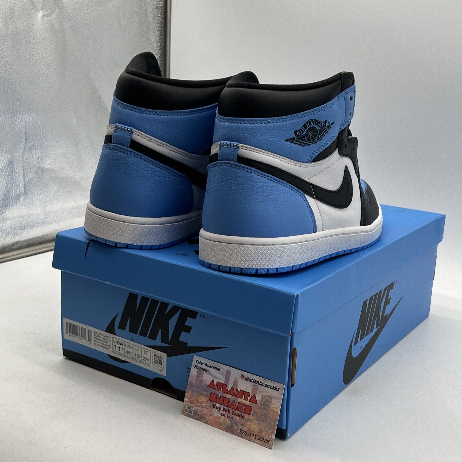 Size 11.5 - Jordan 1 Retro OG High UNC Toe Black White Blue Leather (DZ5485-400)