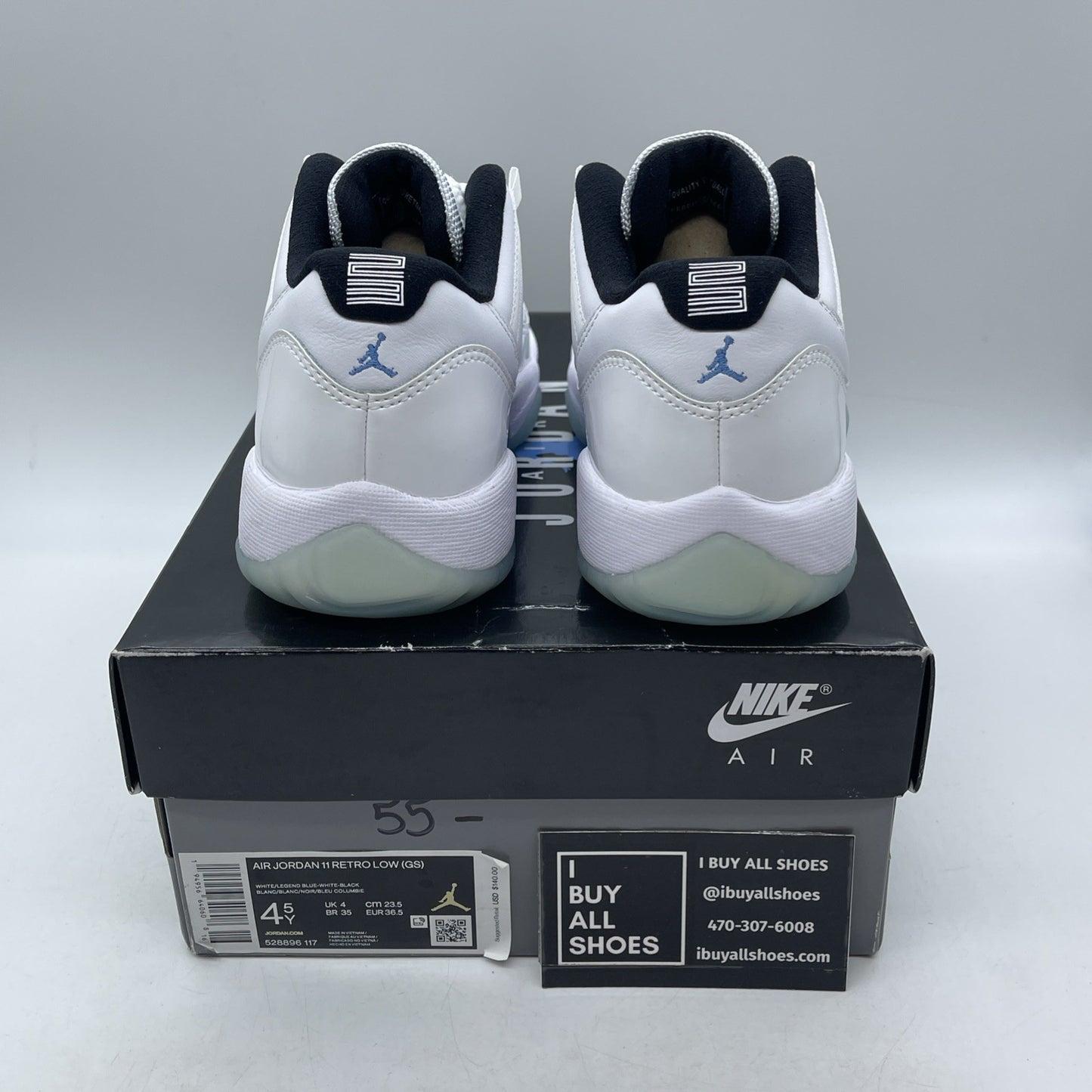 Size 4.5Y - Air Jordan 11 Retro Low Legend Blue (528896-117)