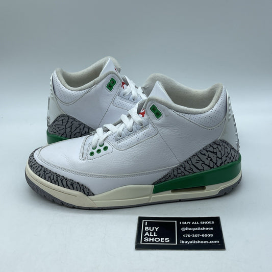 Size 8W - Nike Air Jordan 3 Retro Lucky Green Leather Grey (CK9246-136)