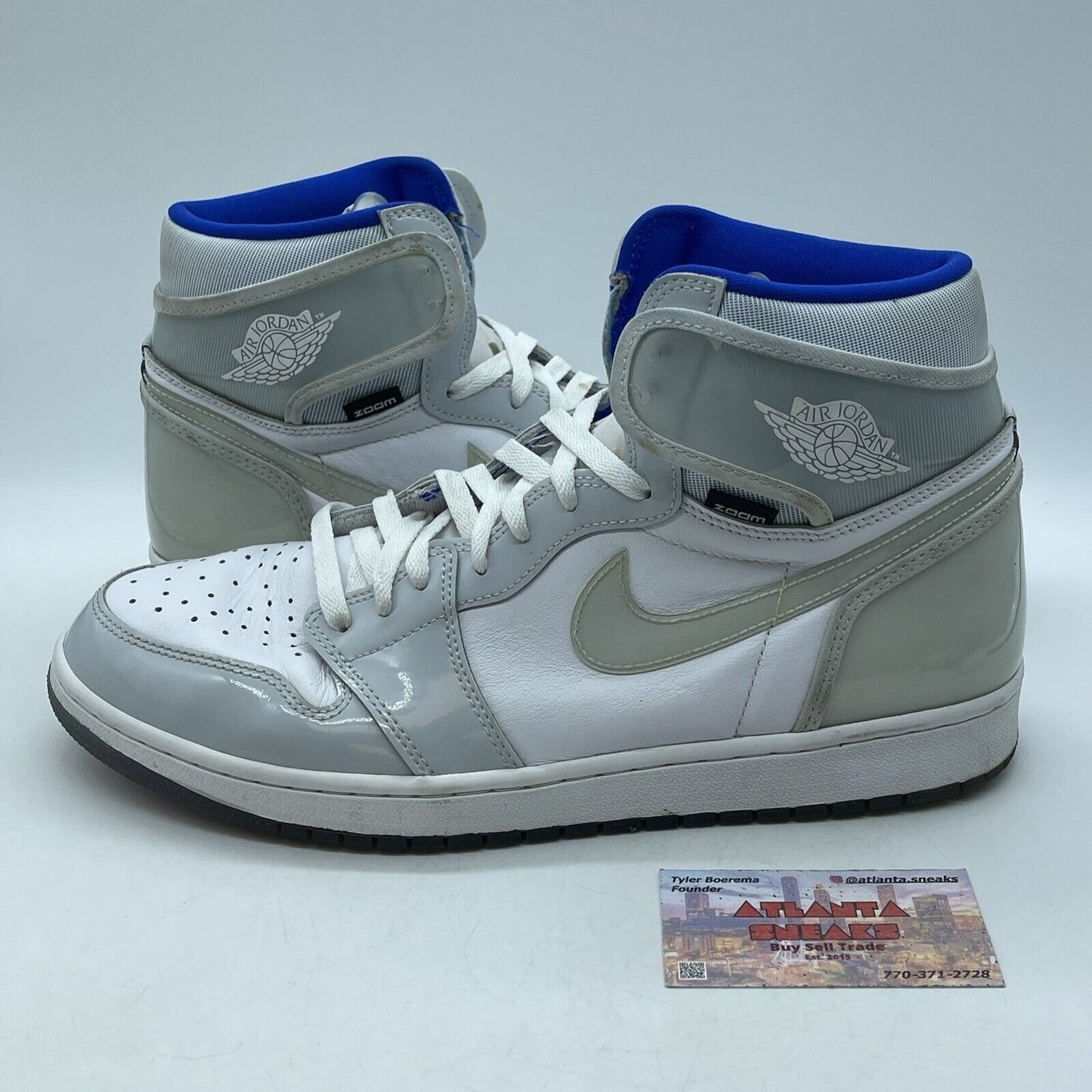 Size 13 - Air Jordan 1 Zoom High Racer Blue Grey White Leather (CK6637-104)