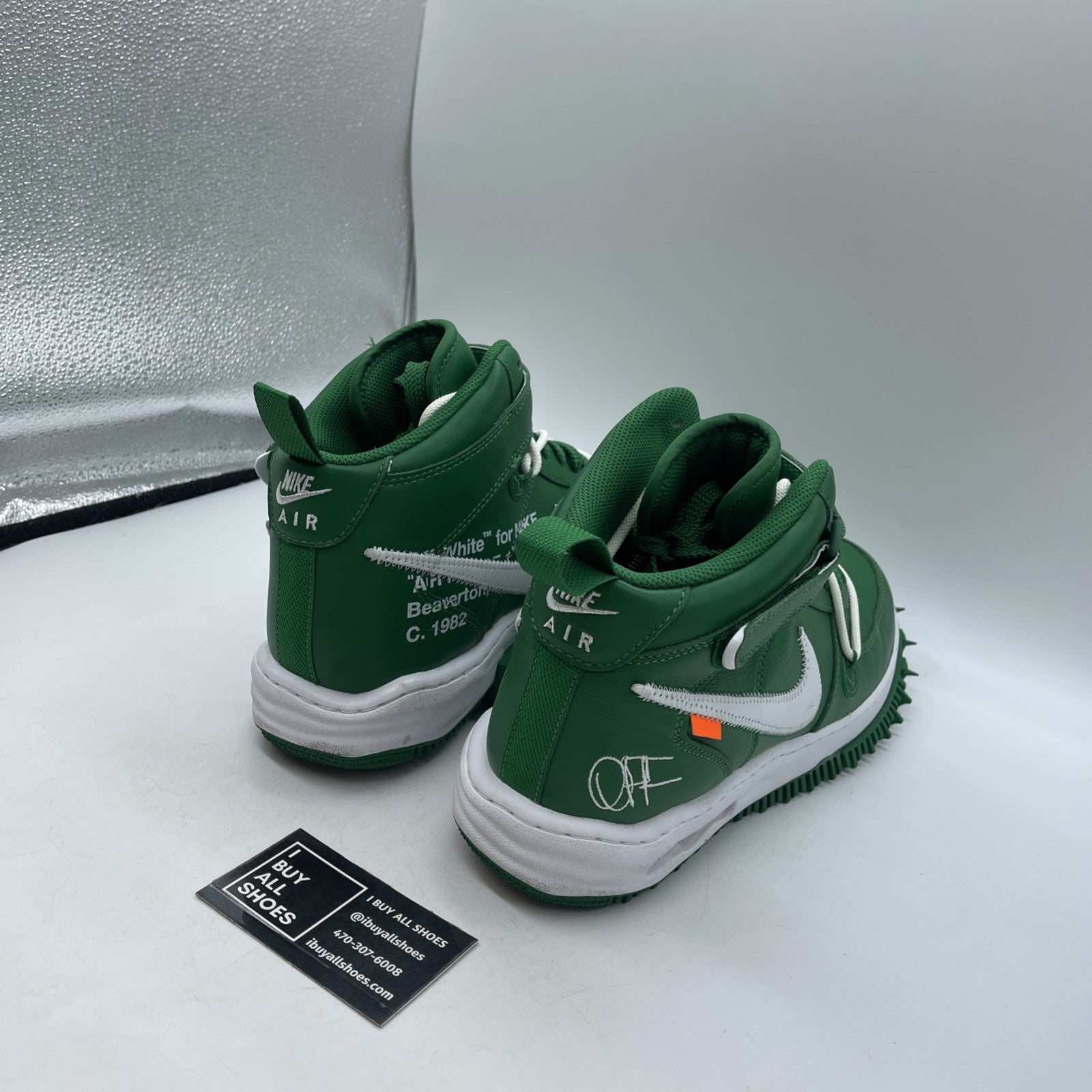 Size 11 - Nike Off-White x Air Force 1 SP Leather Mid Pine Green (DR0500-300)