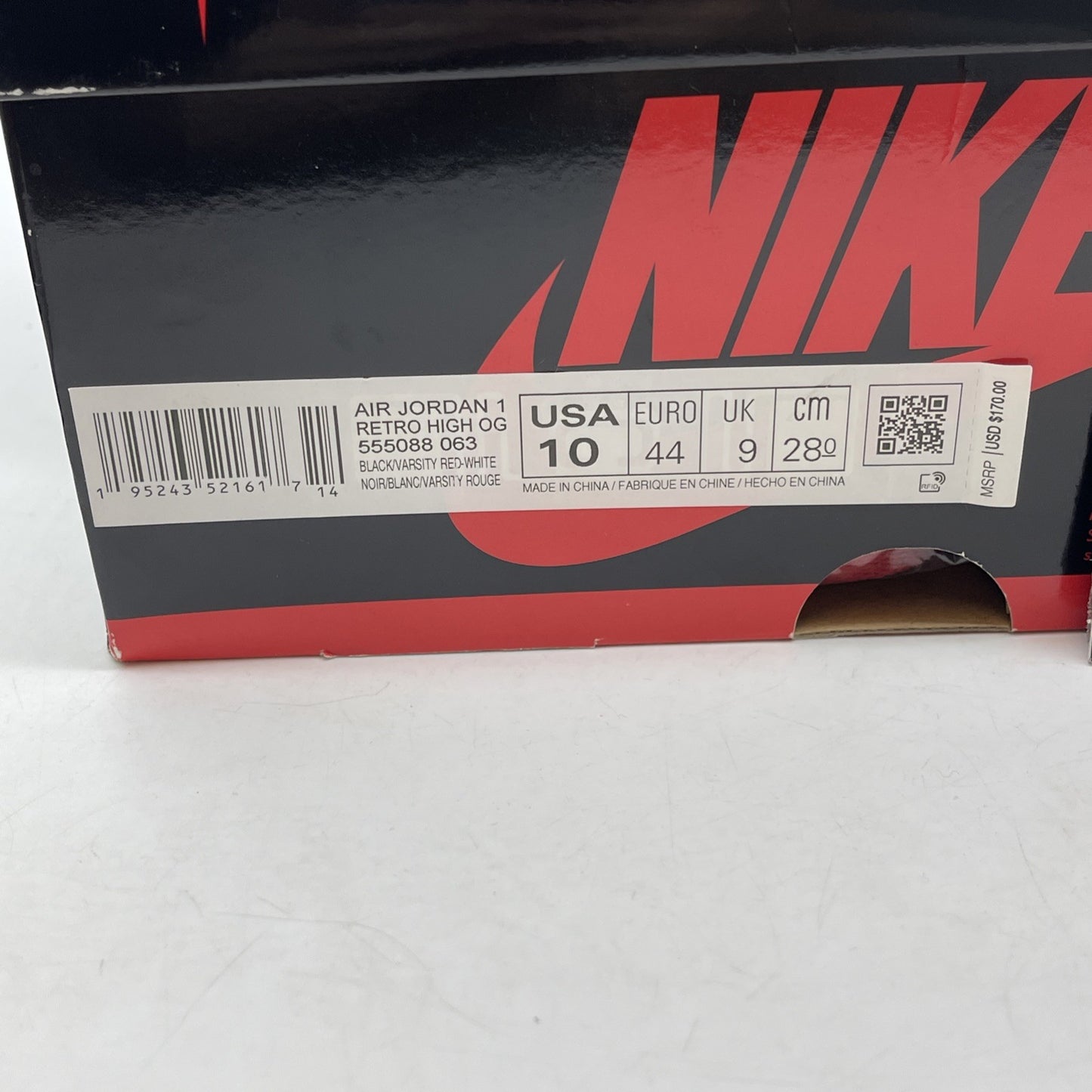 Size 10 - Jordan 1 Retro OG High Patent Bred Red Black Leather (555088-063)