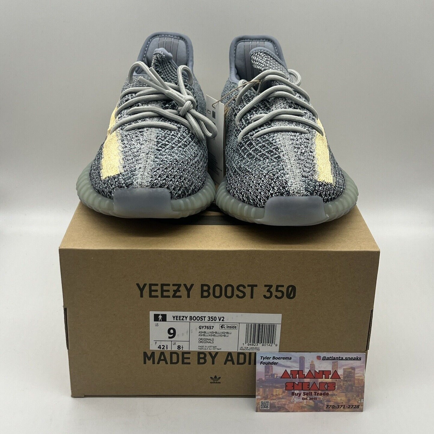 Size 9 - adidas Yeezy Boost 350 V2 Ash Blue Brand New Og All Ds Blue Grey
