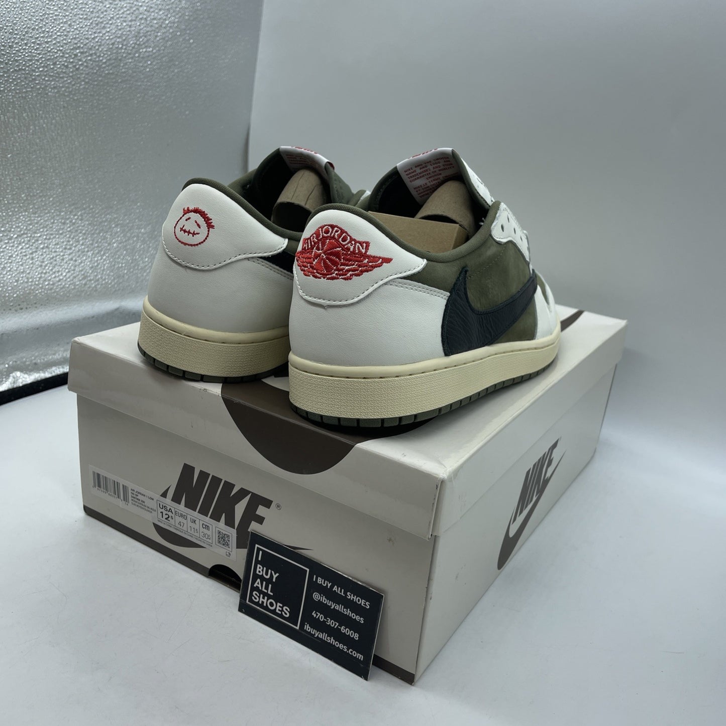 Size 12.5 - Travis Scott x Air Jordan 1 Retro OG SP Low Reverse Olive DM7866-200