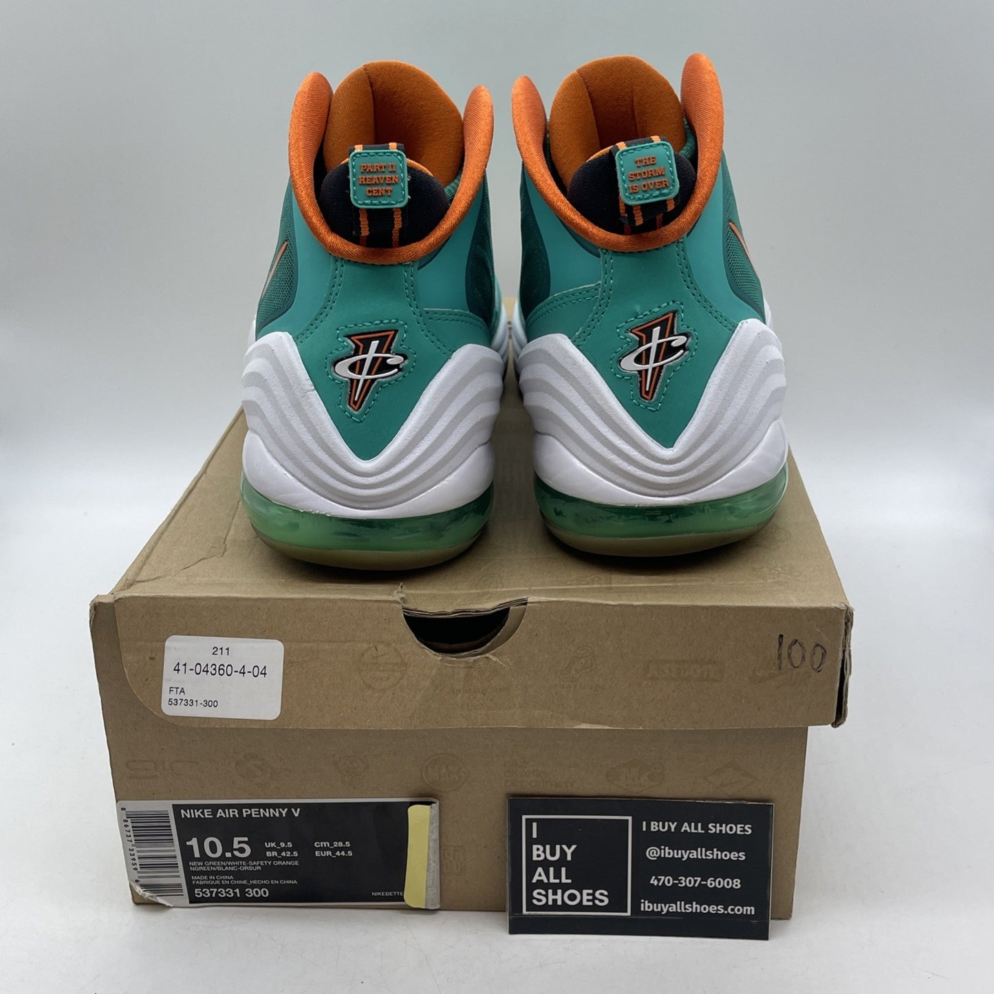 Size 10.5 - Nike Air Penny 5 Miami Dolphins (537331-300)