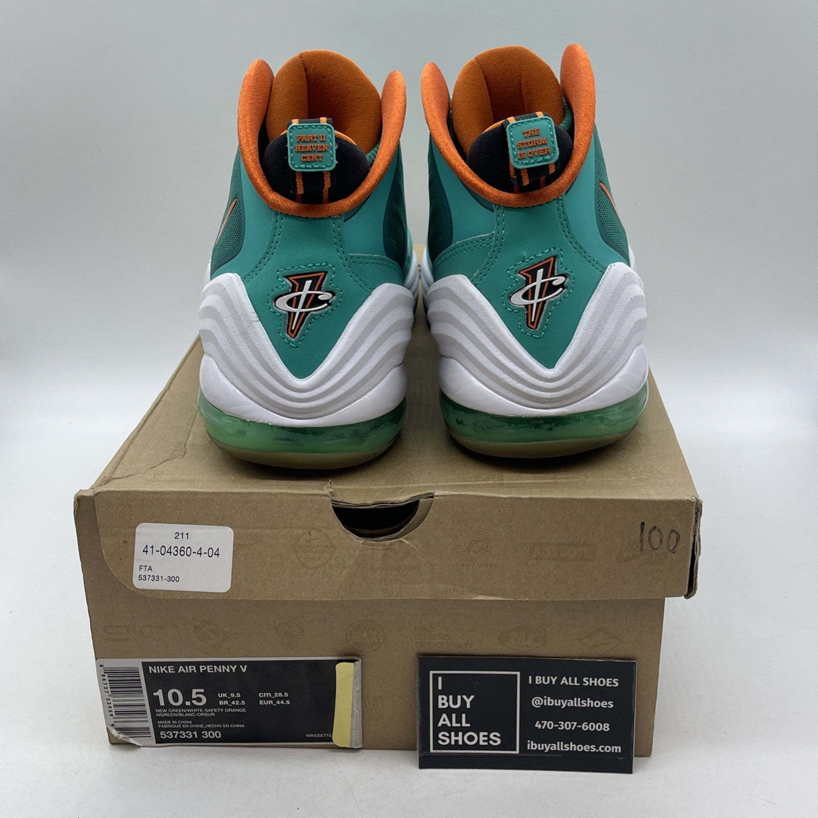Size 10.5 - Nike Air Penny 5 Miami Dolphins (537331-300)