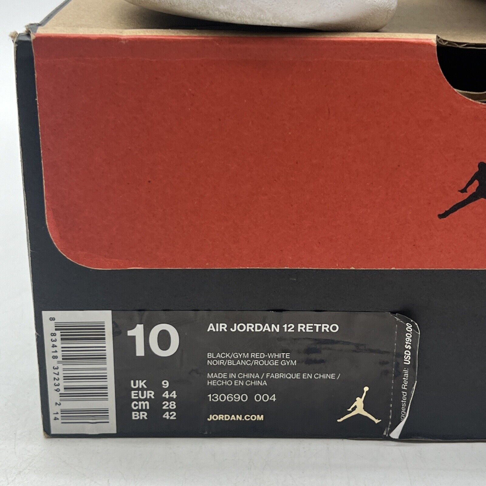 Size 10 - Air Jordan 12 Retro Neoprene Black White Red (130690-004)