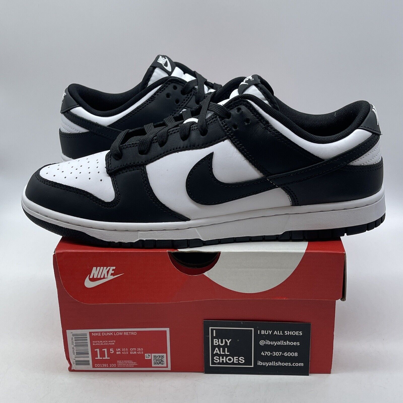 Size 11.5 - Nike Dunk Low Black White Suede Leather (DD1391-100)