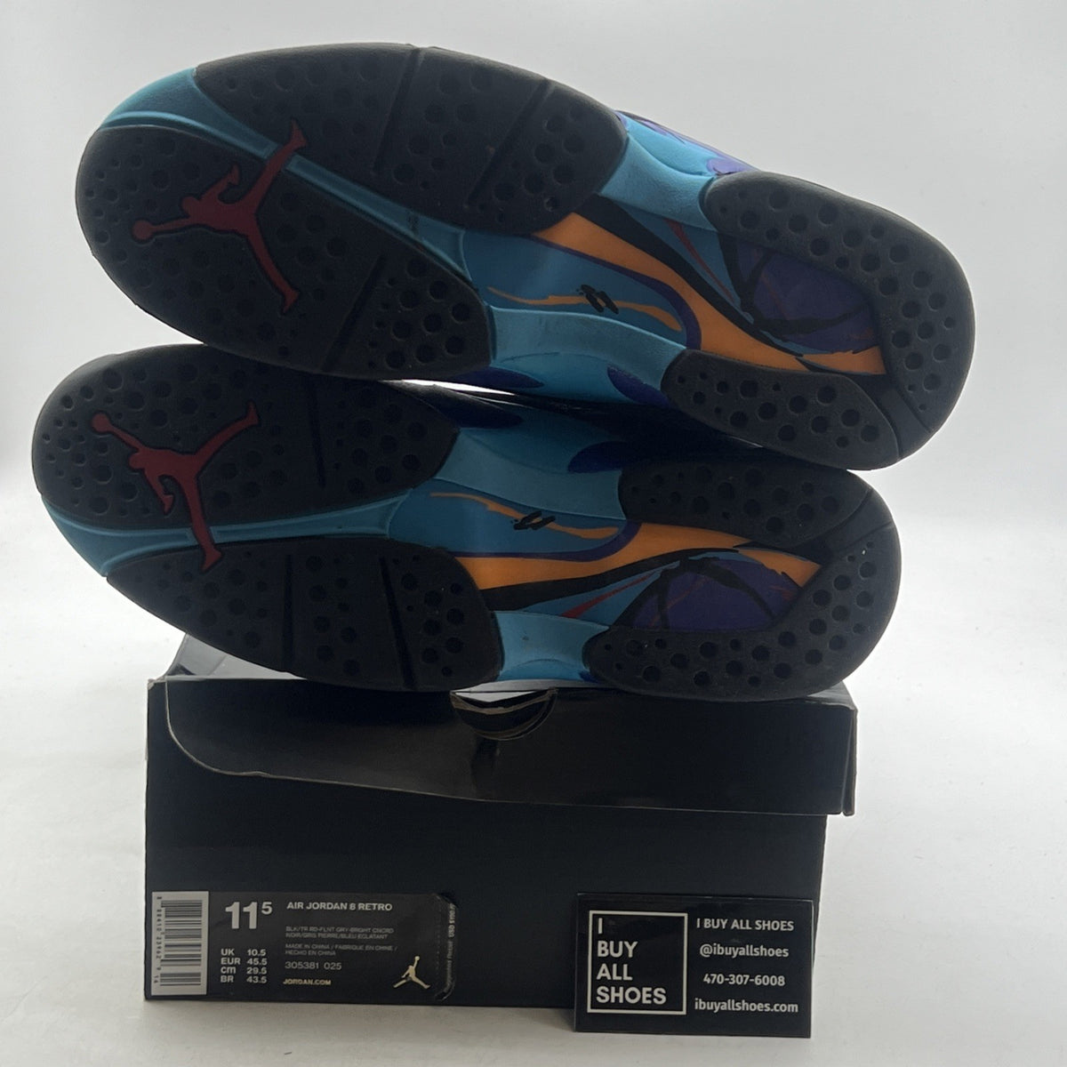 Size 11.5 - Air Jordan 8 Retro Aqua 2015 (305381-025)