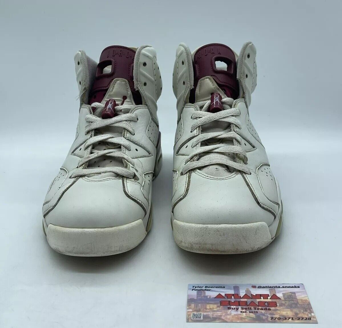 Size 9.5 - Air Jordan 6 Retro 2015 Maroon White Leather (384664-116)