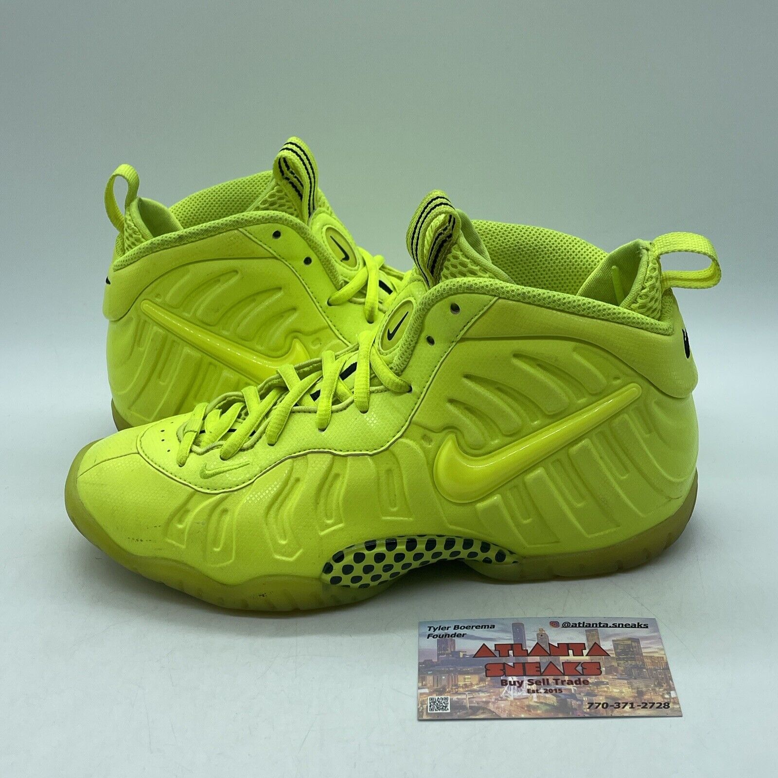 Size 6 (GS) - Nike Little Posite One Mid Volt Neon Green Black (CW1593-702)