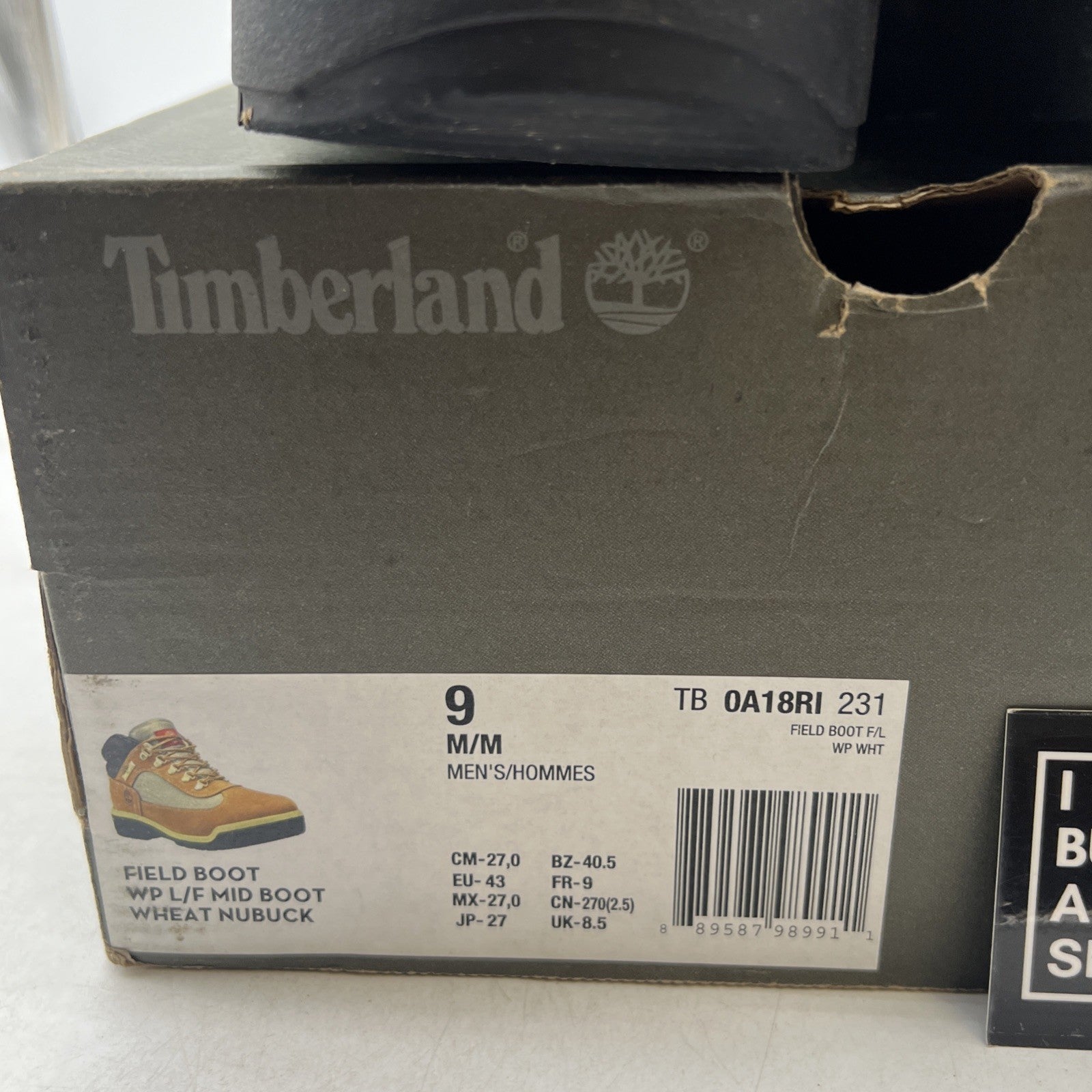 Size 9 - Timberland Men's Wheat Nubuck Leather Waterproof Boots (TB0A18RI231)